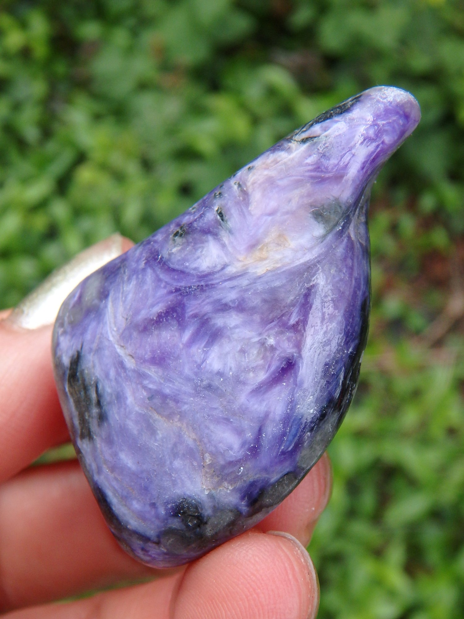 Silky Deep Grape Purple Charoite Polished Hand Held Specimen 1 - Metiz Tier Price