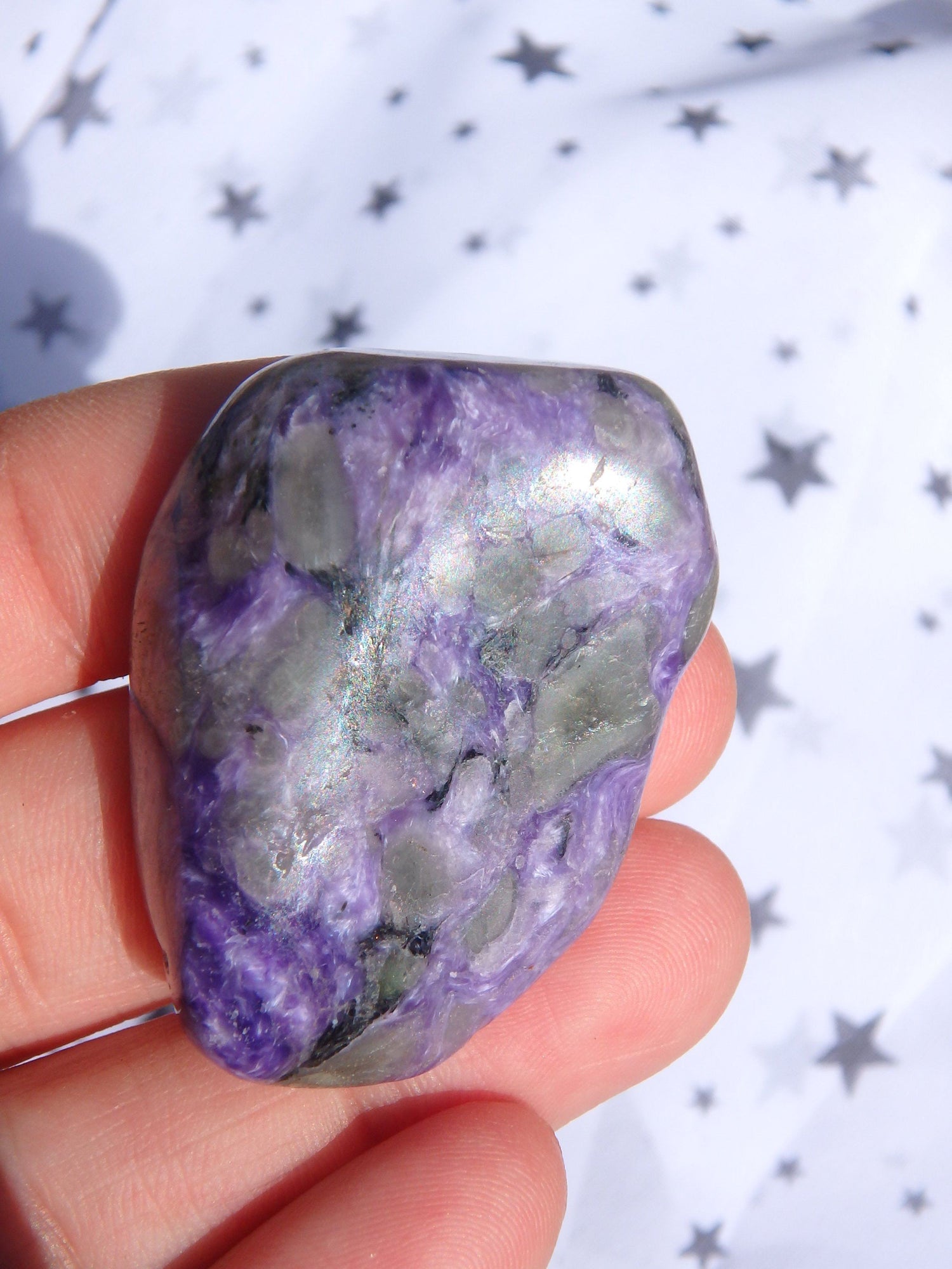  Cute Hand Held Charoite Silky Purple Specimen 1
