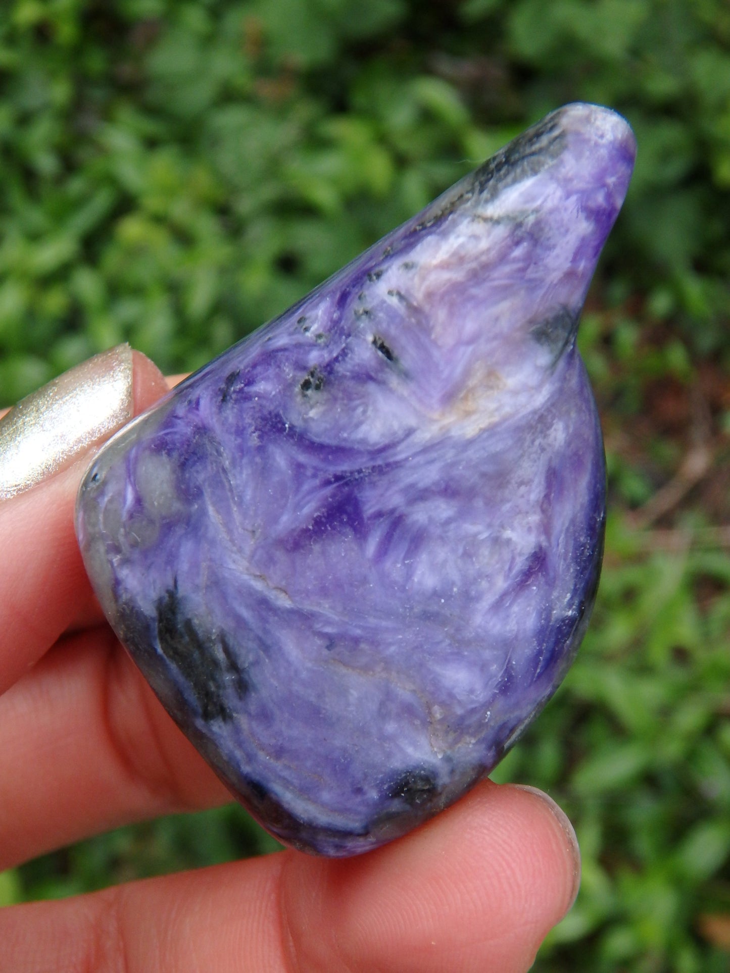 Silky Deep Grape Purple Charoite Polished Hand Held Specimen 1 - Metiz Tier Price