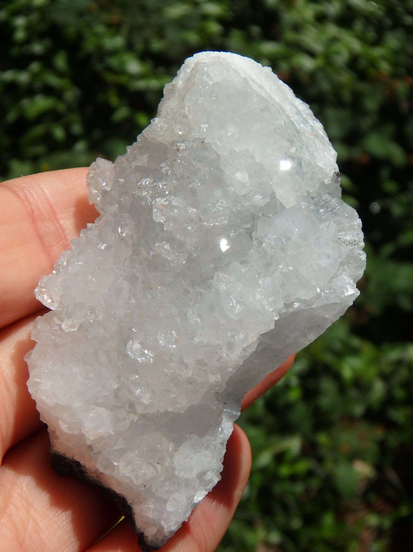 Shimmering Quartz & Apophyllite Druzy Points on Clear Calcite Matrix From India - Metiz Tier Price
