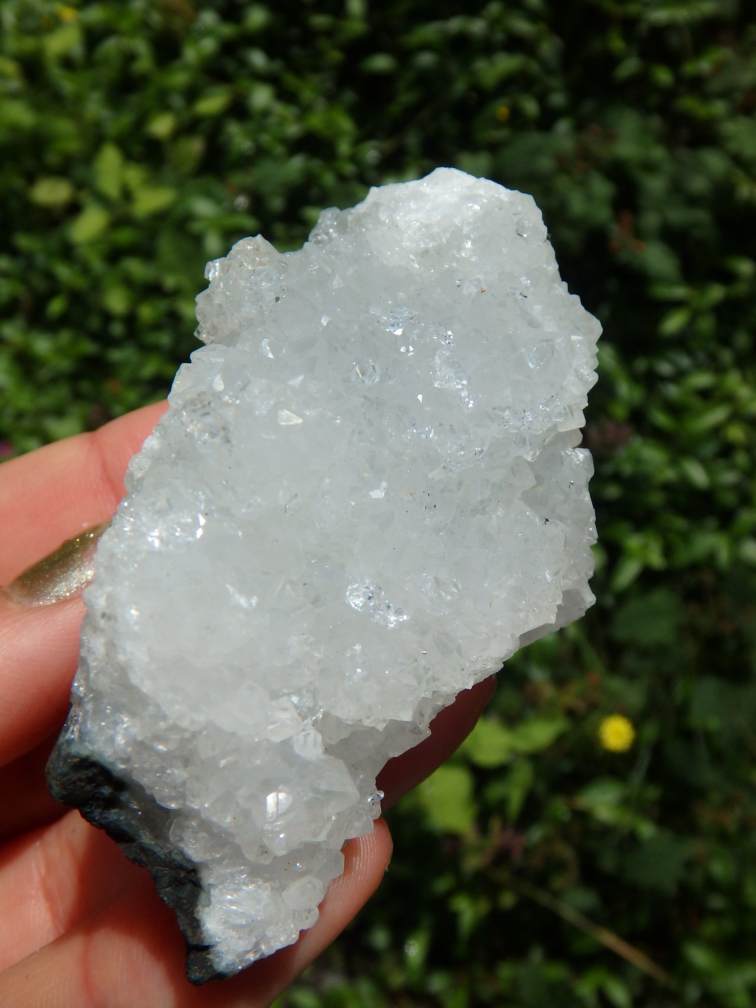 Shimmering Quartz & Apophyllite Druzy Points on Clear Calcite Matrix From India - Metiz Tier Price