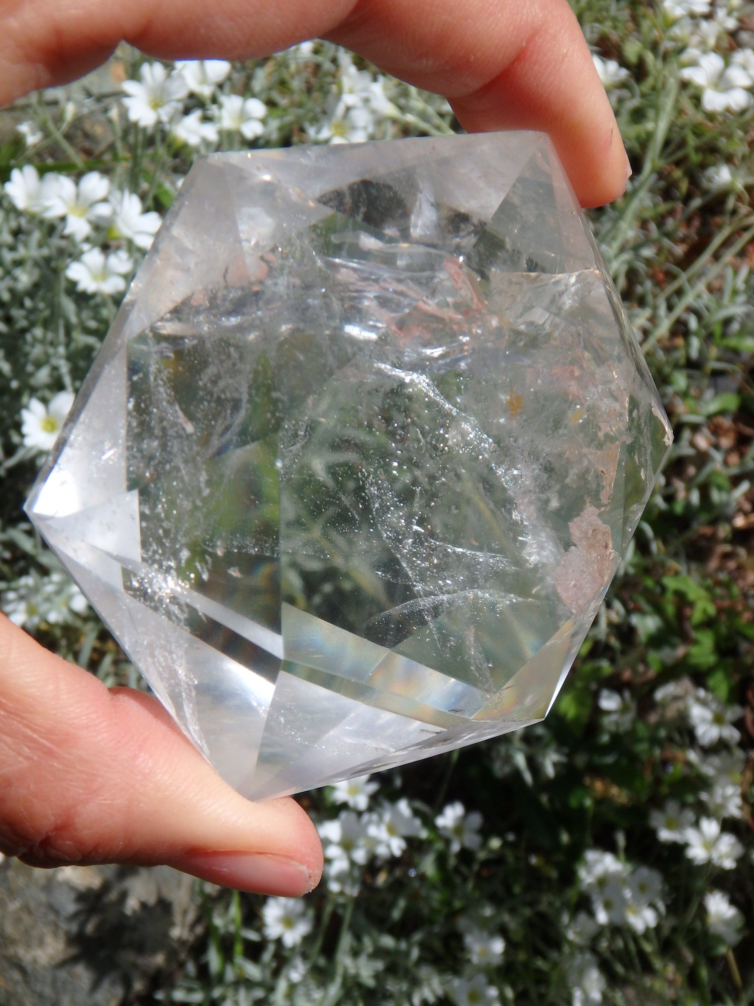  Brilliant & Large Clear Quartz Star of David Carving From Brazil