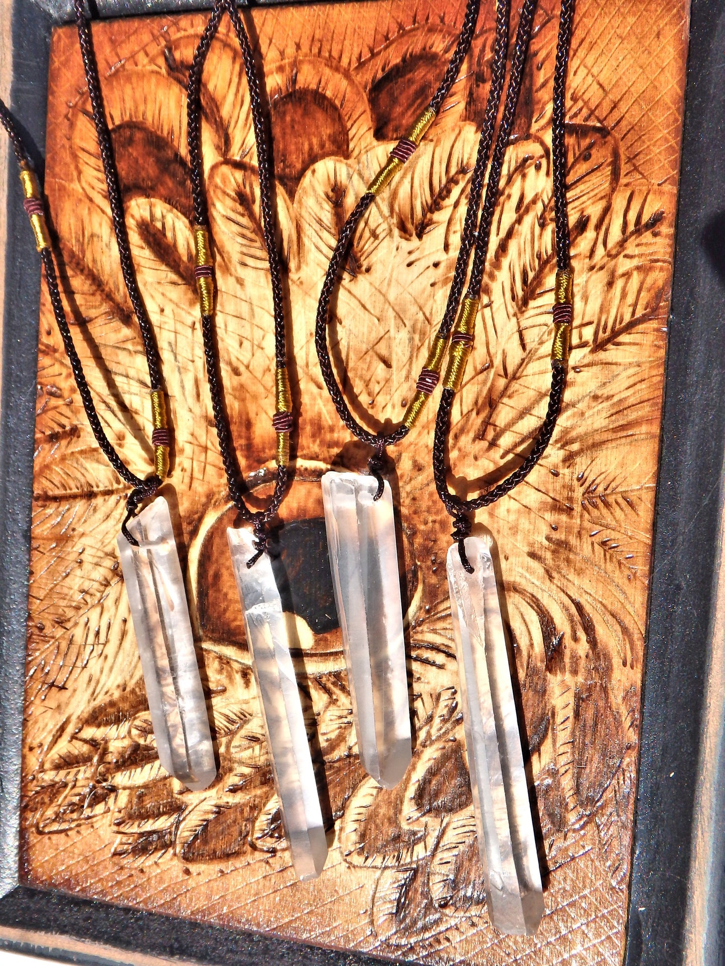 Natural Clear Quartz Point on Adjustable Cord Necklace - Earth Family Crystals