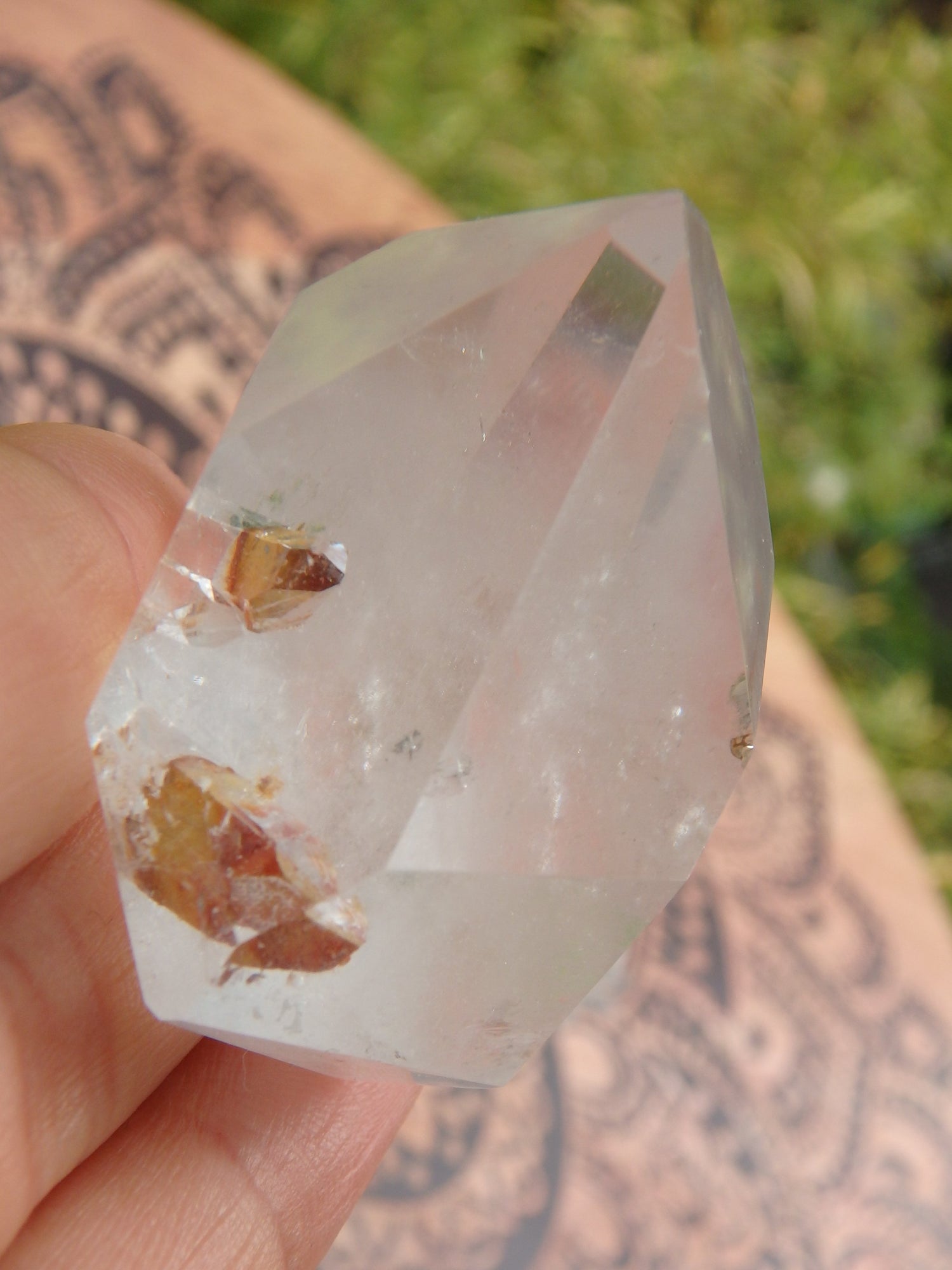 Free Form Polished Brazilian Clear Quartz With Golden Inter Grown Inner Child Points - Earth Family Crystals