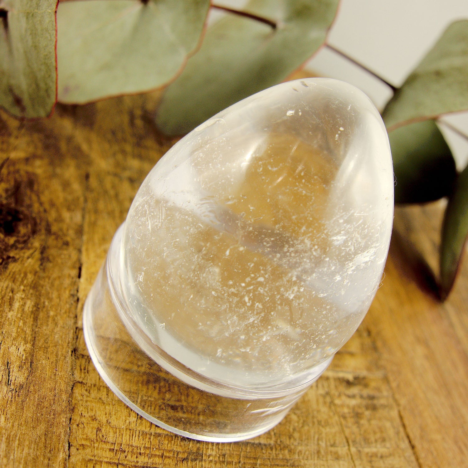  Adorable Hand Held Clear Quartz Egg Carving #3