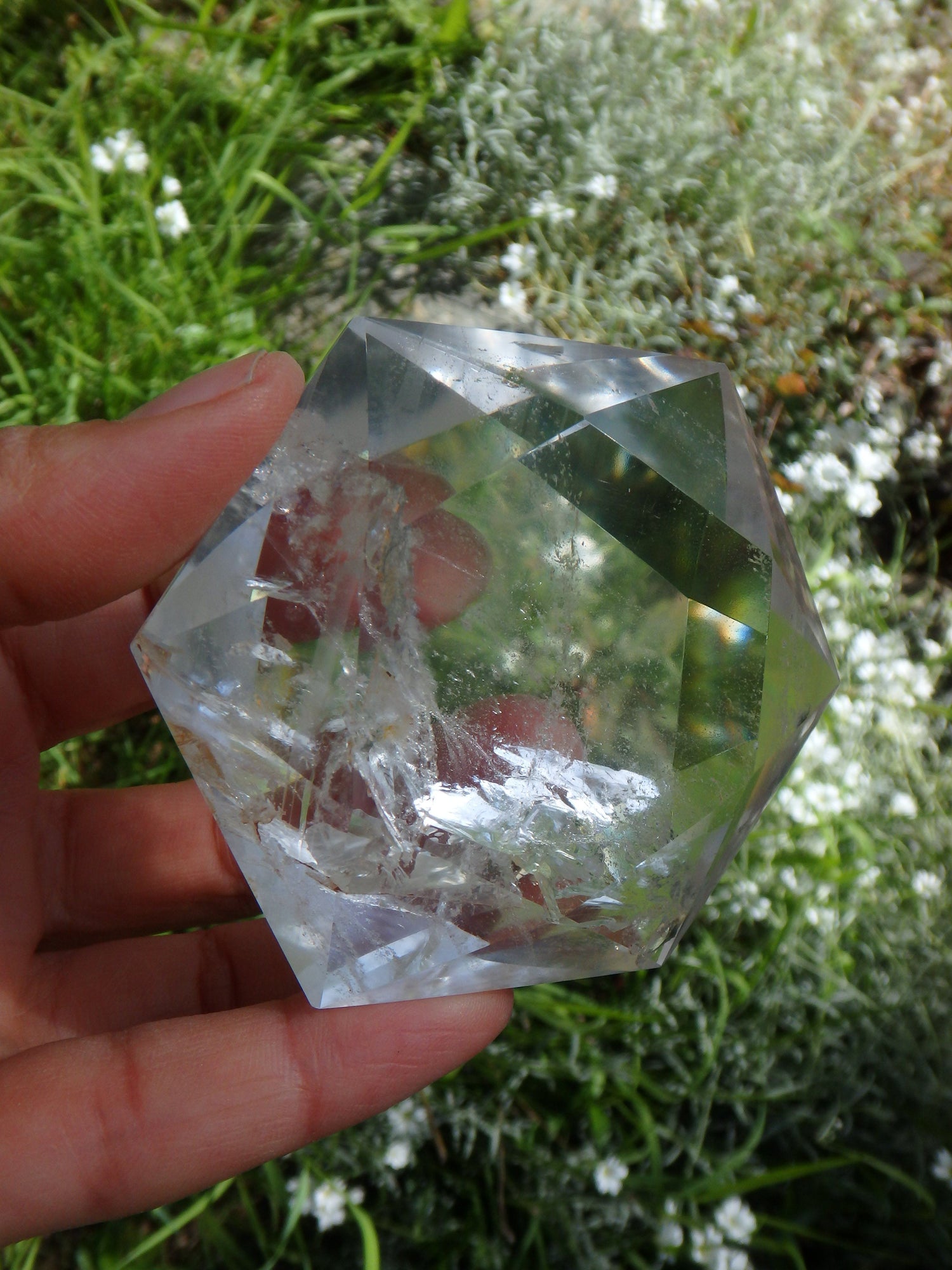  Brilliant & Large Clear Quartz Star of David Carving From Brazil