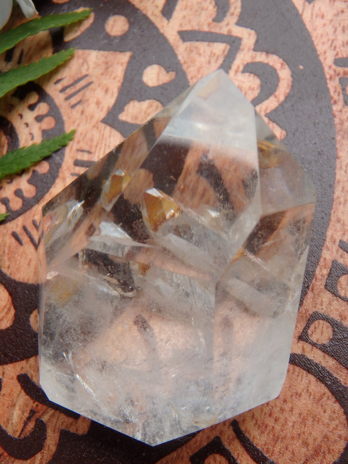 Free Form Polished Brazilian Clear Quartz With Golden Inter Grown Inner Child Points - Earth Family Crystals