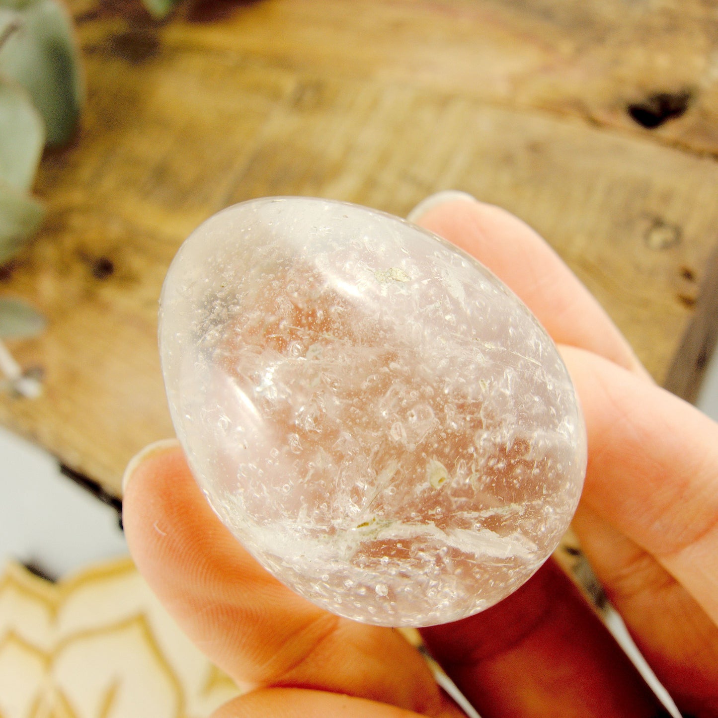  Adorable Hand Held Clear Quartz Egg Carving #2