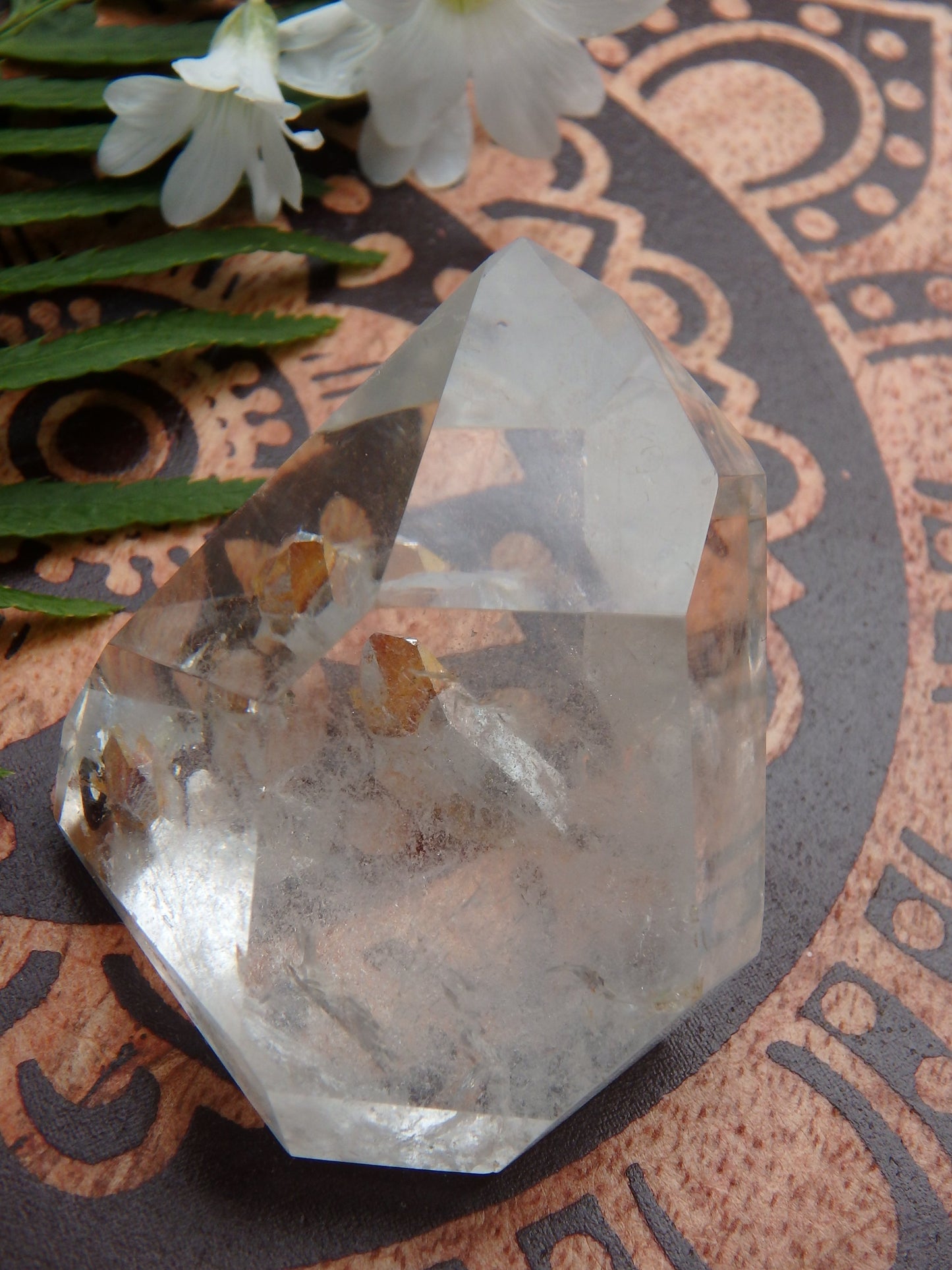 Free Form Polished Brazilian Clear Quartz With Golden Inter Grown Inner Child Points - Earth Family Crystals