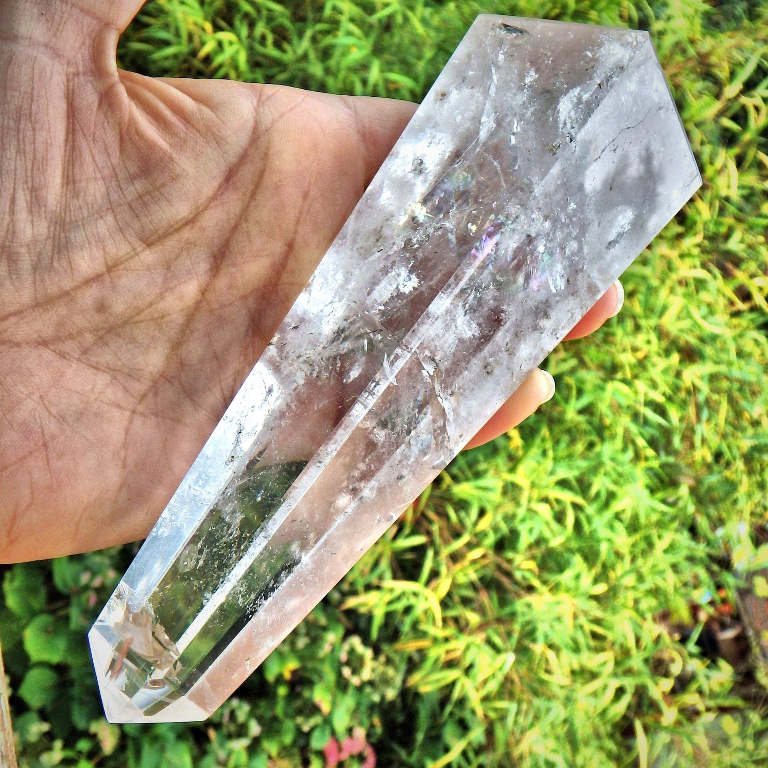  Dancing Rainbows Tall Clear Quartz Standing Obelisk Display Specimen