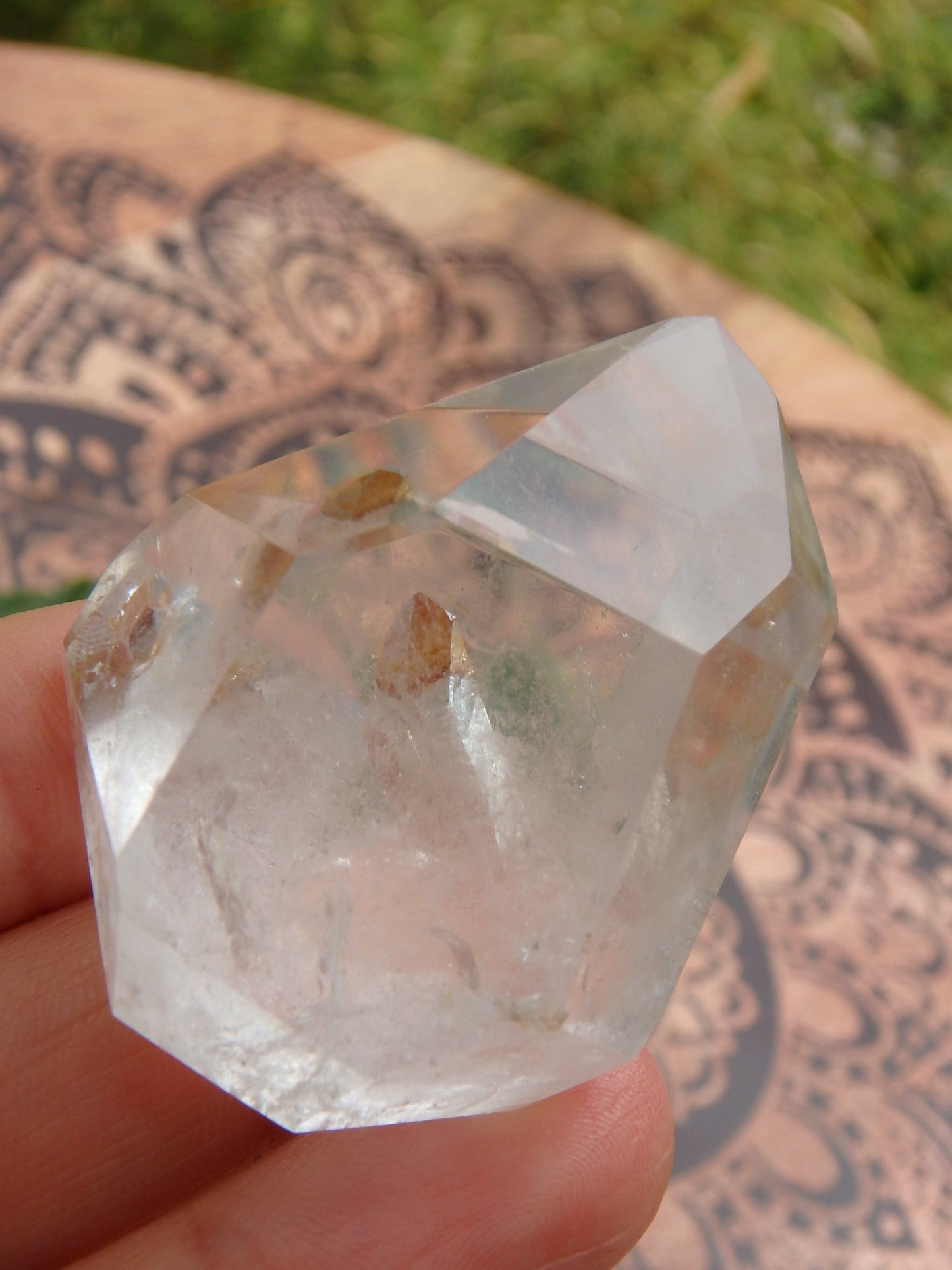 Free Form Polished Brazilian Clear Quartz With Golden Inter Grown Inner Child Points - Earth Family Crystals