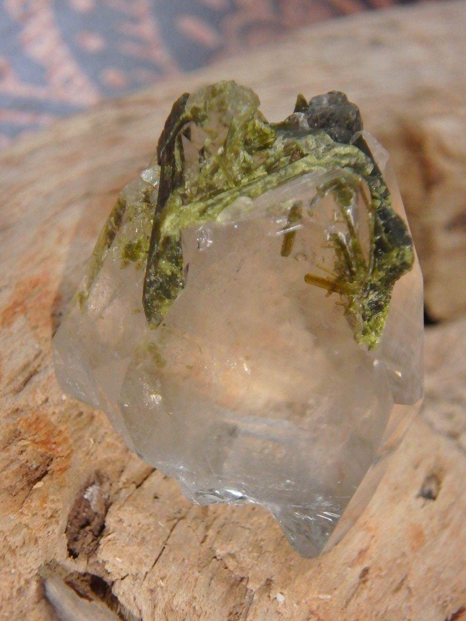  Brilliant Clear Quartz & Epidot Hand Held Specimen from Brazil