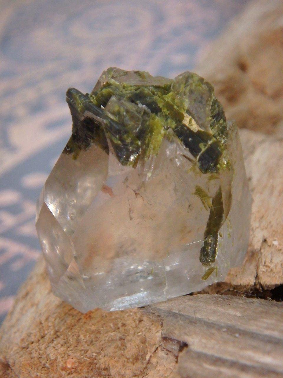  Brilliant Clear Quartz & Epidot Hand Held Specimen from Brazil