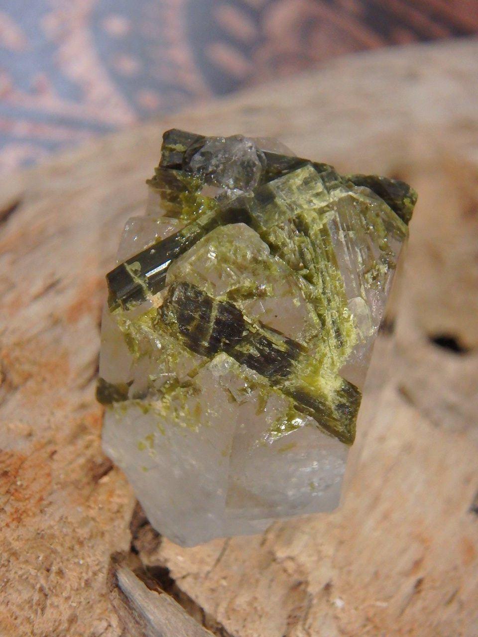  Brilliant Clear Quartz & Epidot Hand Held Specimen from Brazil
