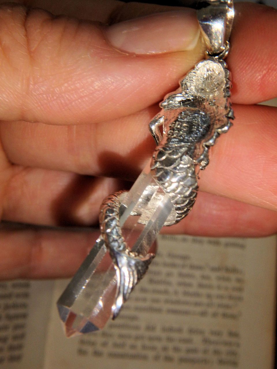Lovely Mermaid & Clear Quartz Point Pendant in Sterling Silver (Includes Silver Chain) REDUCED - Earth Family Crystals