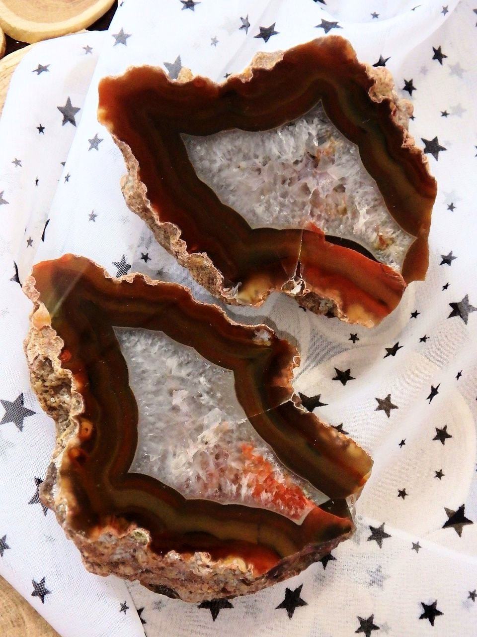  Collectors Condor Agate Partially Polished Large Complete Set of 2 Halves Specimen