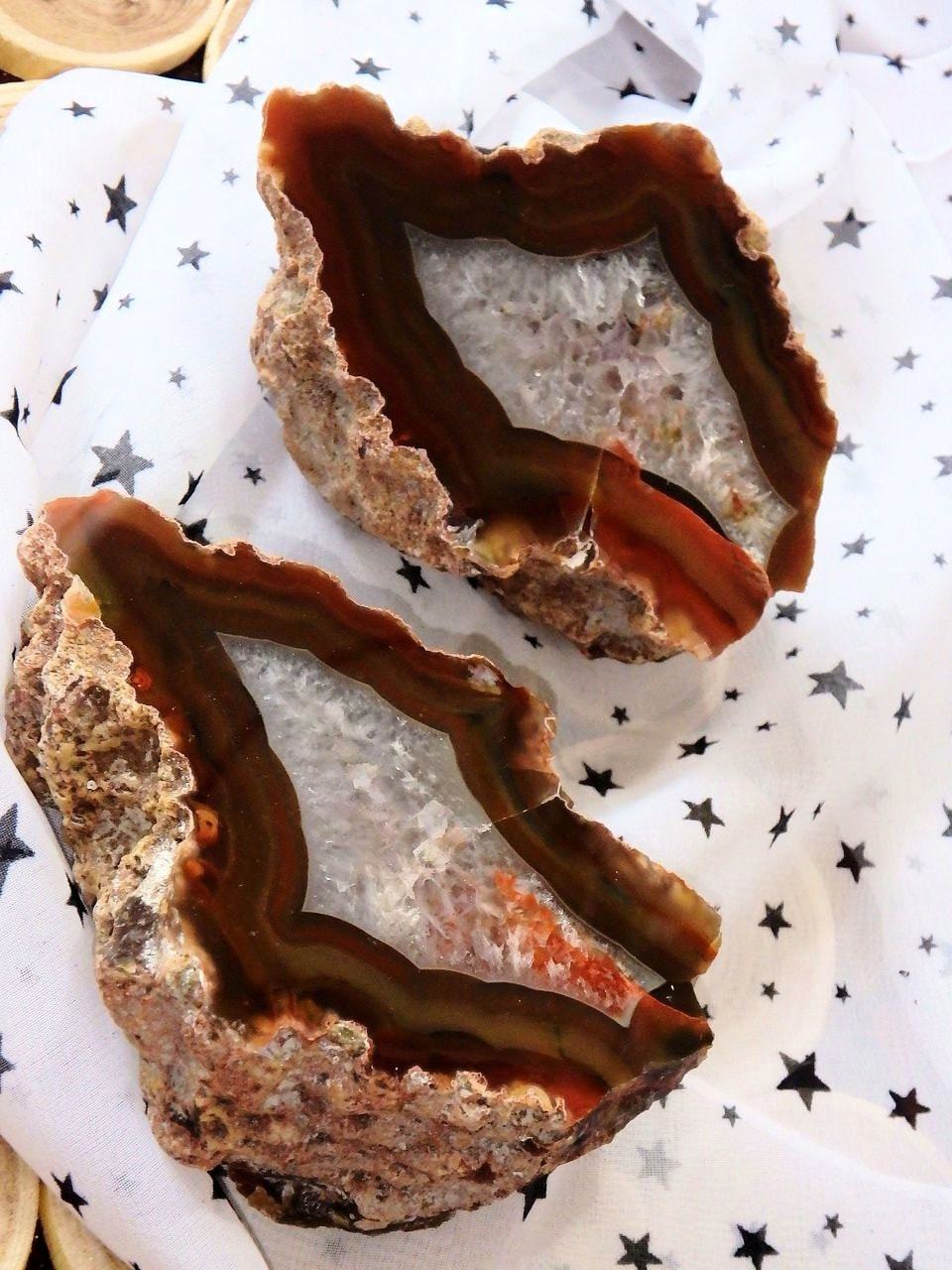  Collectors Condor Agate Partially Polished Large Complete Set of 2 Halves Specimen