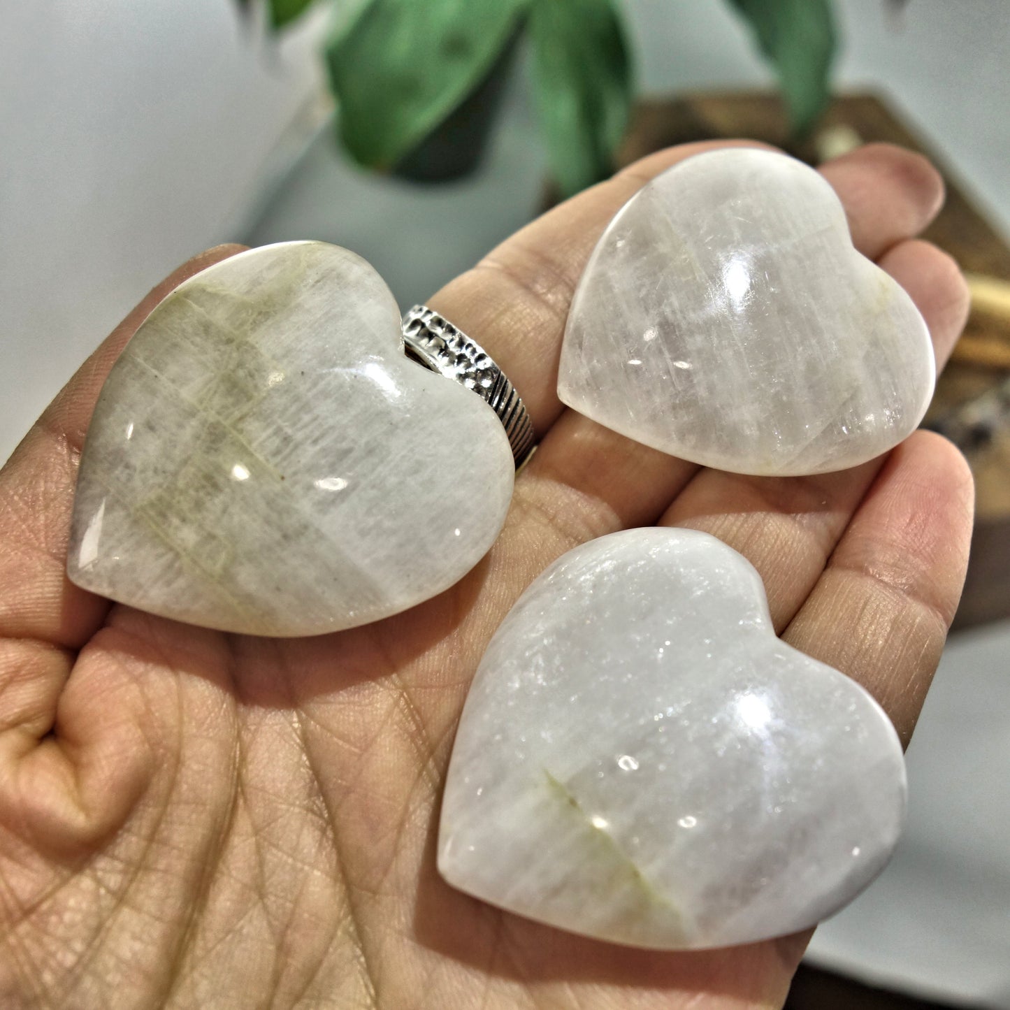 Genuine Milky White Greenland Cryolite Heart Carving (1) - Earth Family Crystals