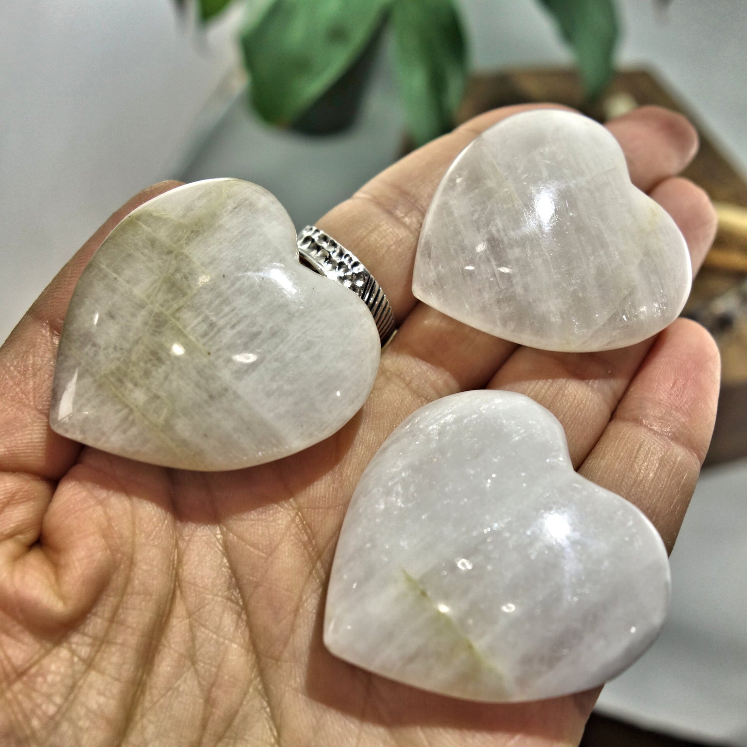Genuine Milky White Greenland Cryolite Heart Carving (1) - Earth Family Crystals
