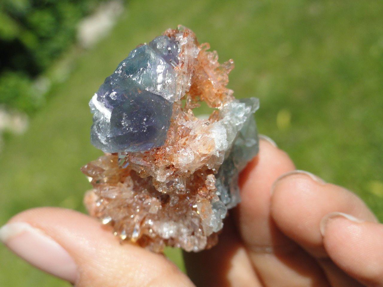  CREEDITE CLUSTER WITH FLUORITE INCLUSIONS*