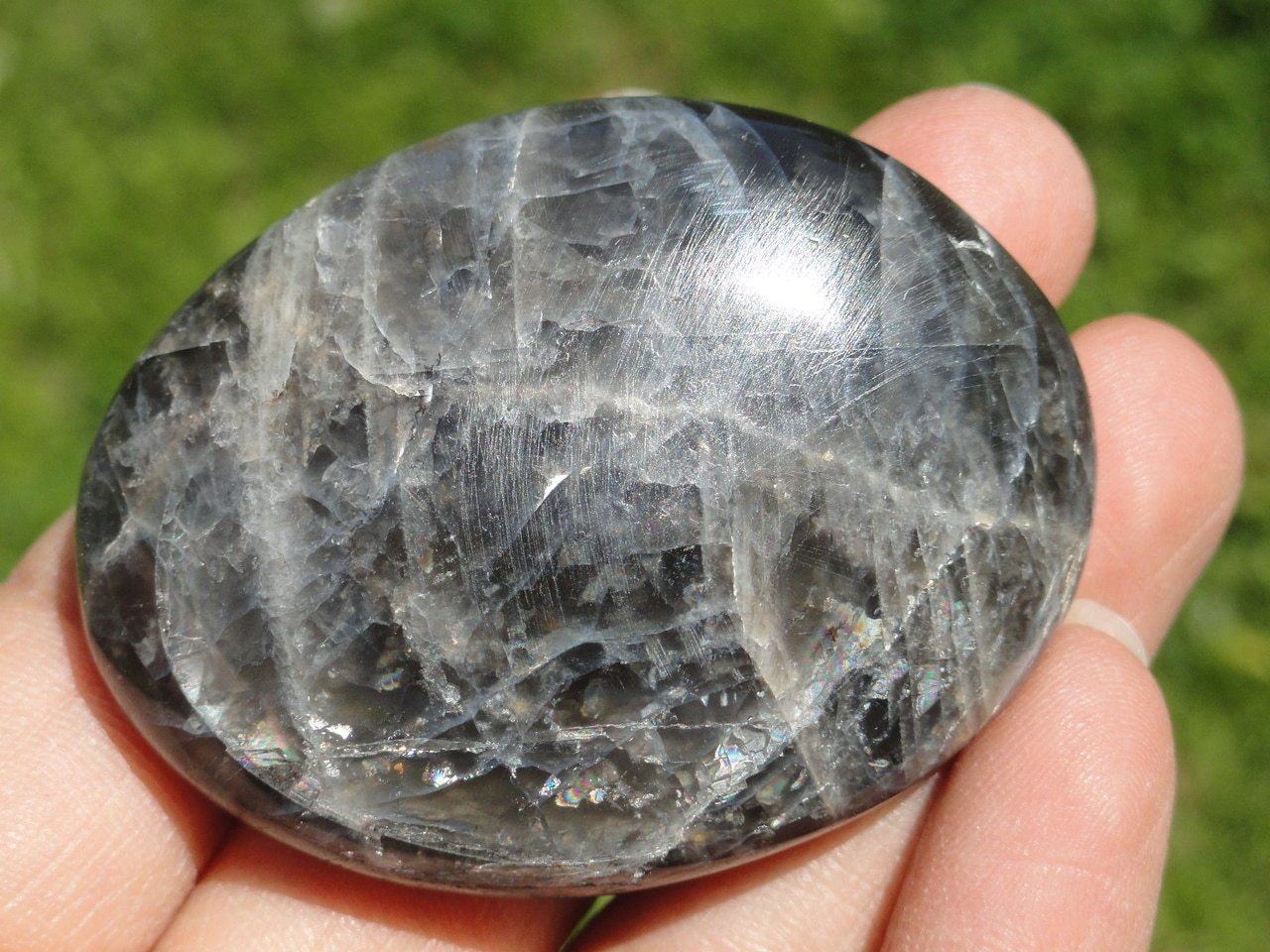 BLACK MOONSTONE PALM STONE~ Stone of Psychic Protection