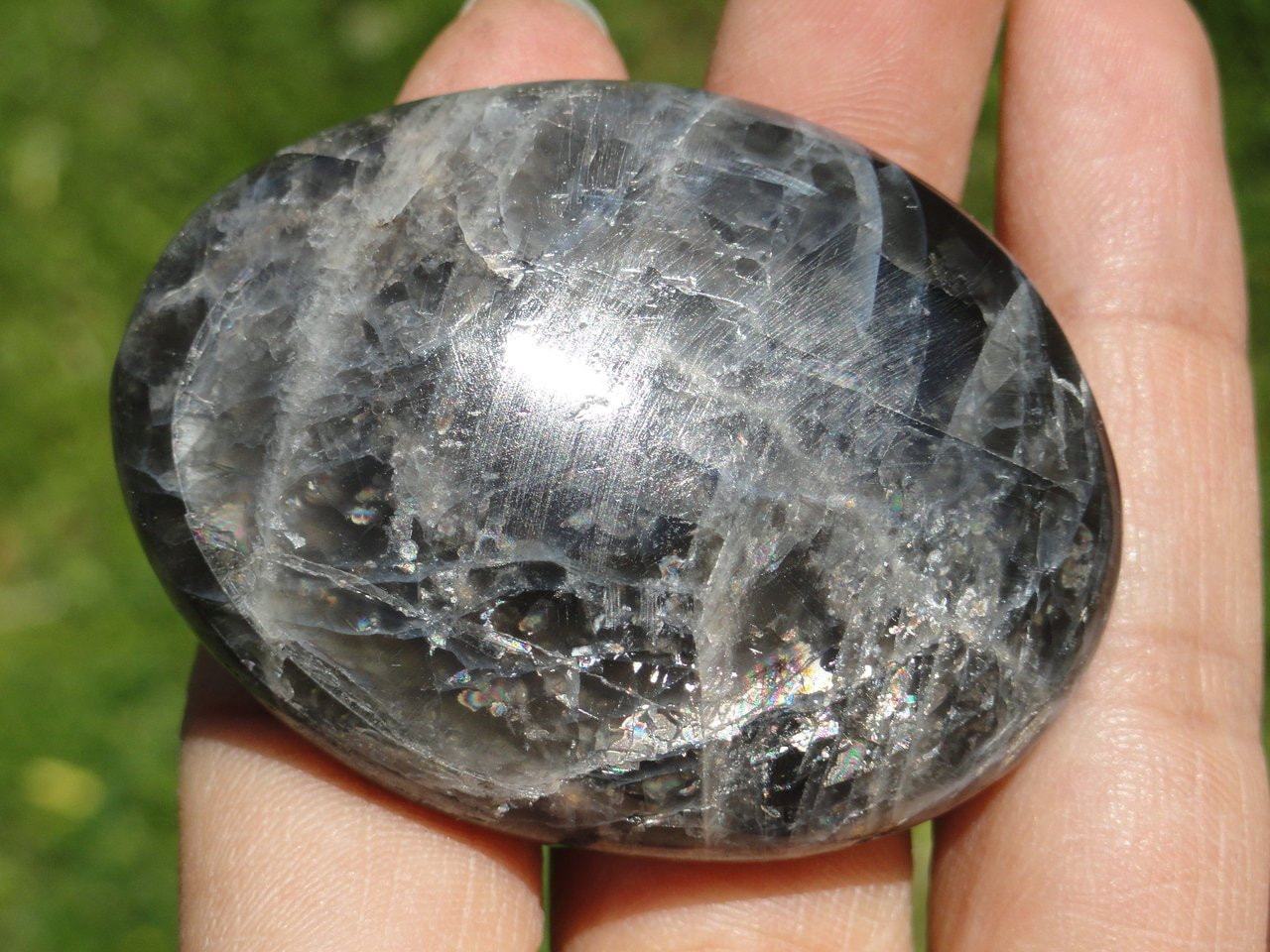  BLACK MOONSTONE PALM STONE~ Stone of Psychic Protection