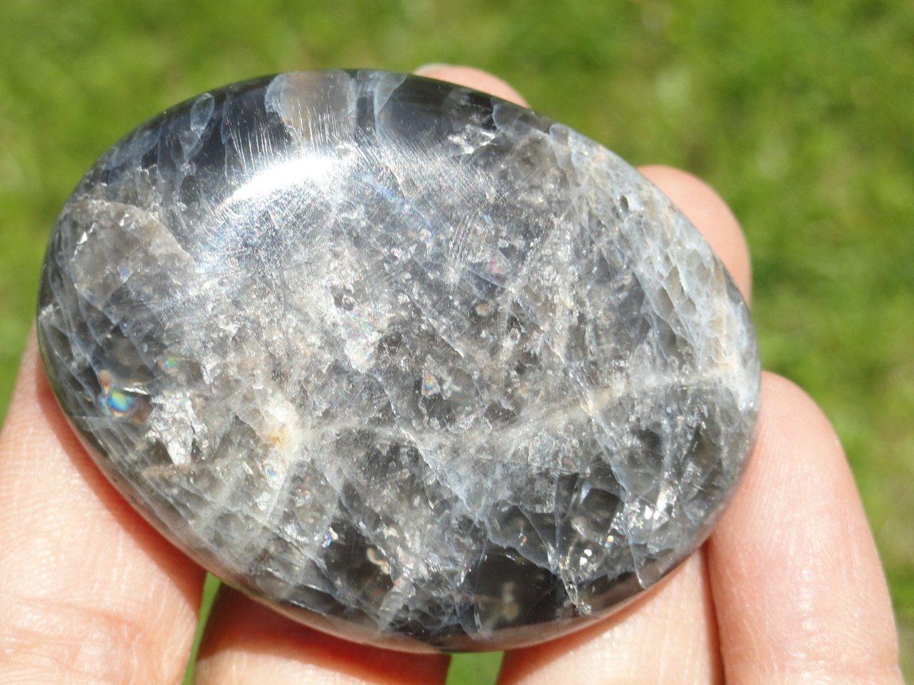  BLACK MOONSTONE PALM STONE~ Stone of Psychic Protection