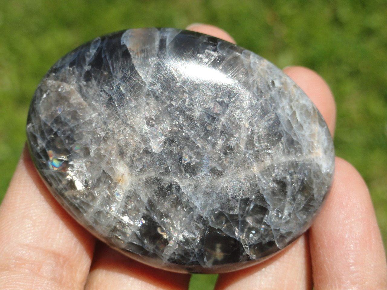  BLACK MOONSTONE PALM STONE~ Stone of Psychic Protection