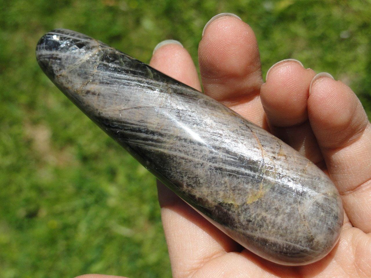  BLACK MOONSTONE WAND~Stone of Protection for Travelers