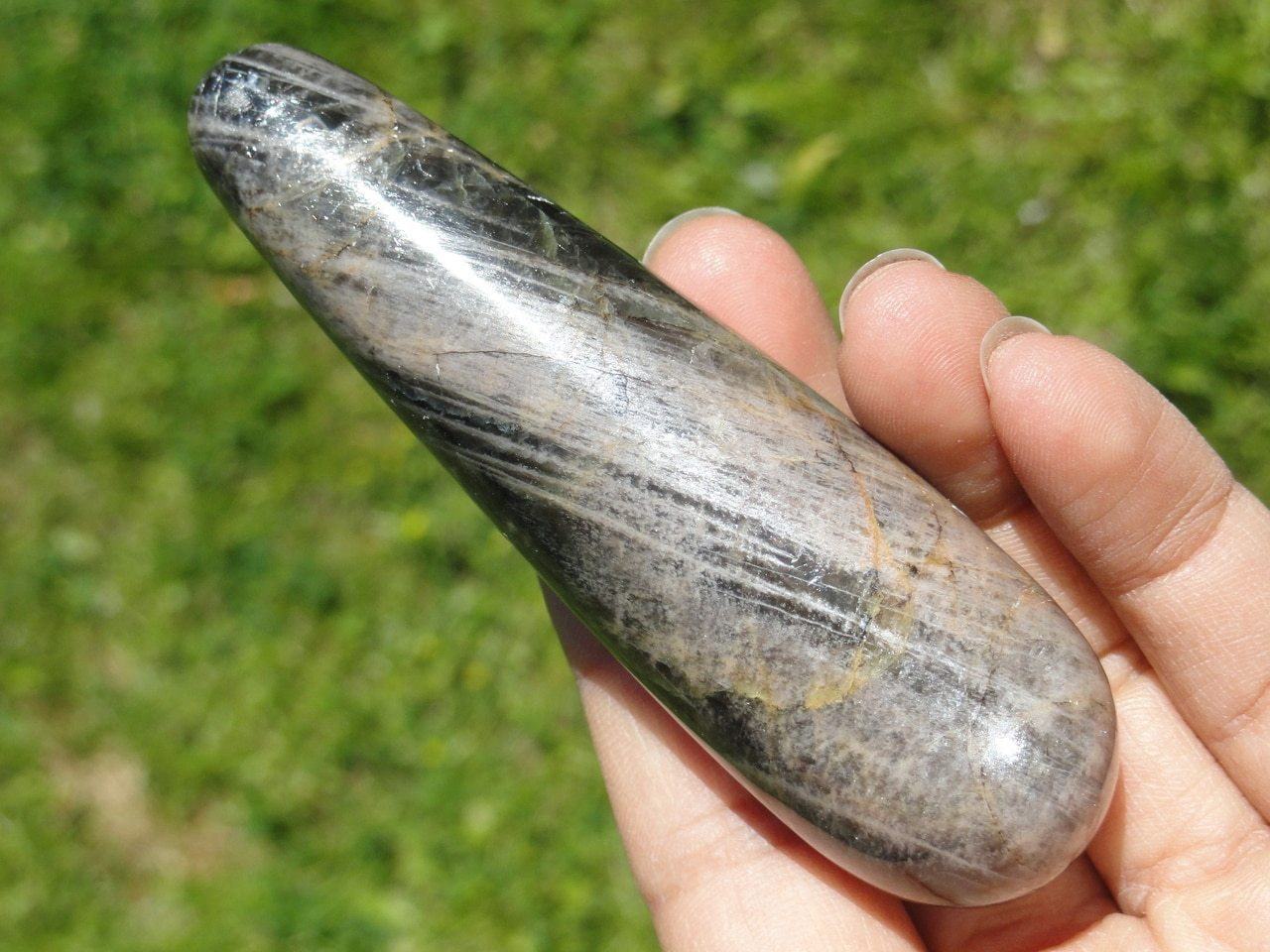  BLACK MOONSTONE WAND~Stone of Protection for Travelers