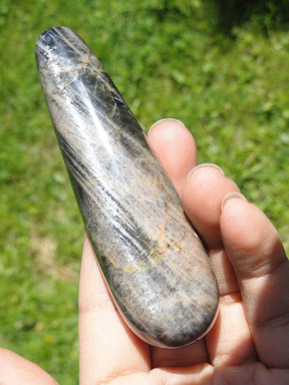 BLACK MOONSTONE WAND~Stone of Protection for Travelers