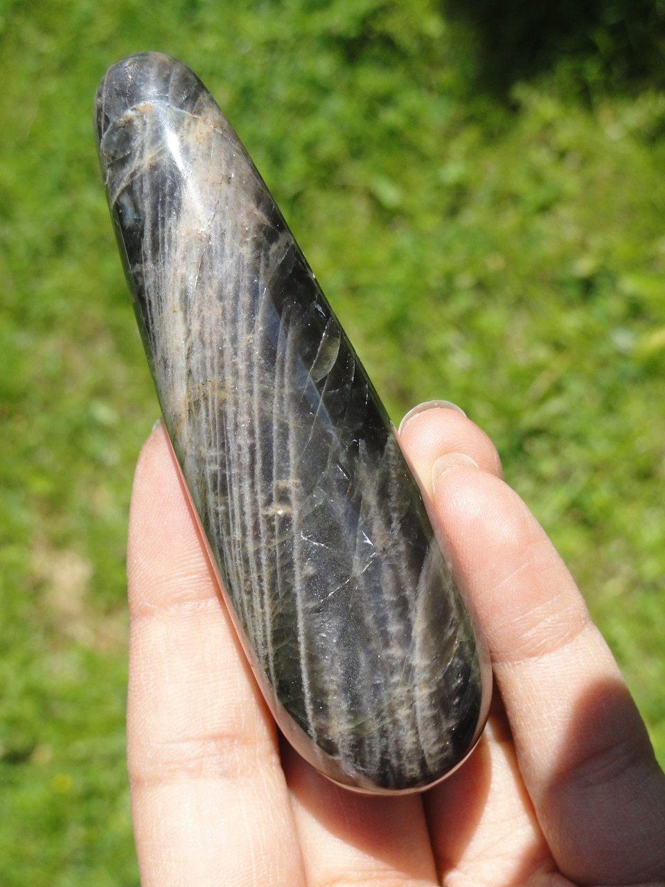  BLACK MOONSTONE WAND~Stone of Protection for Travelers