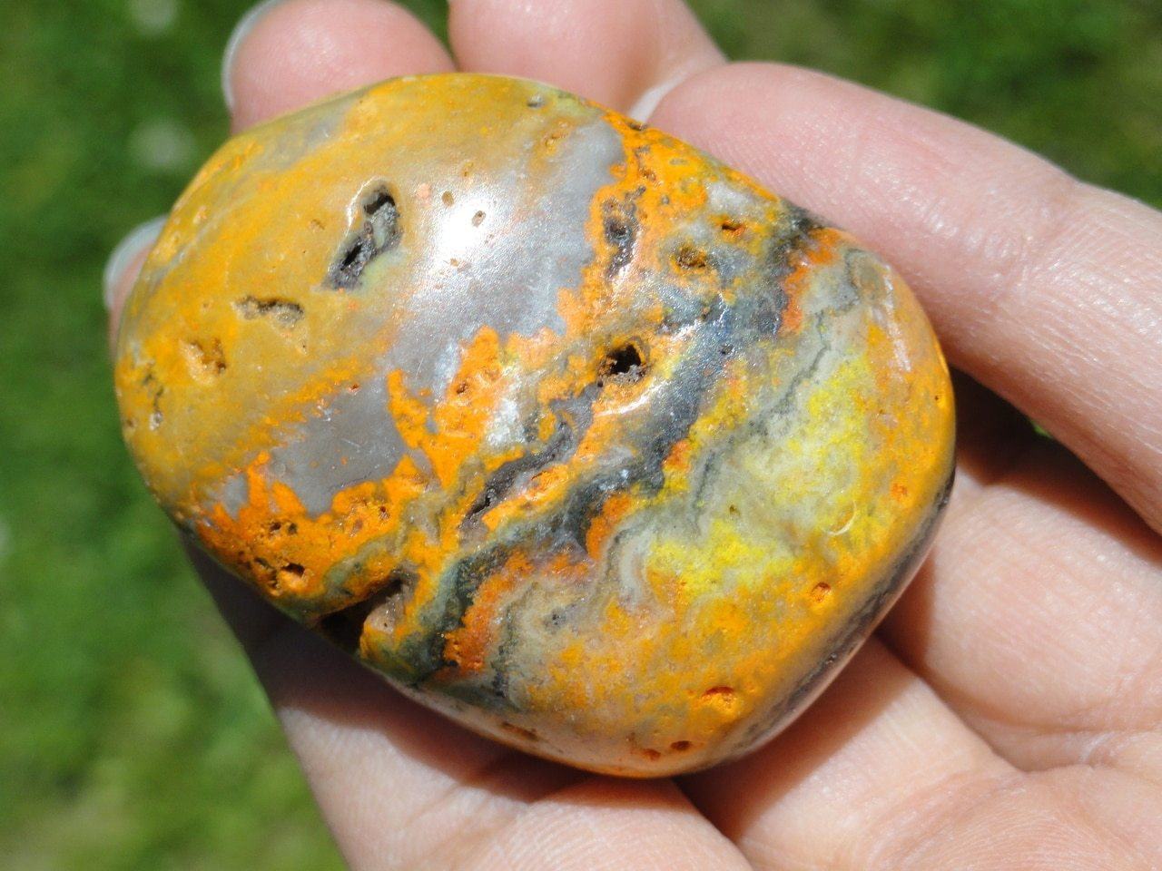  BUMBLE BEE JASPER PALM STONE~ Stone of  Telepathic Communication