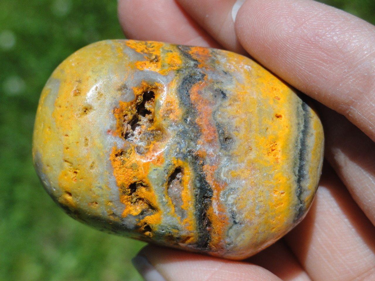  BUMBLE BEE JASPER PALM STONE~ Stone of  Telepathic Communication