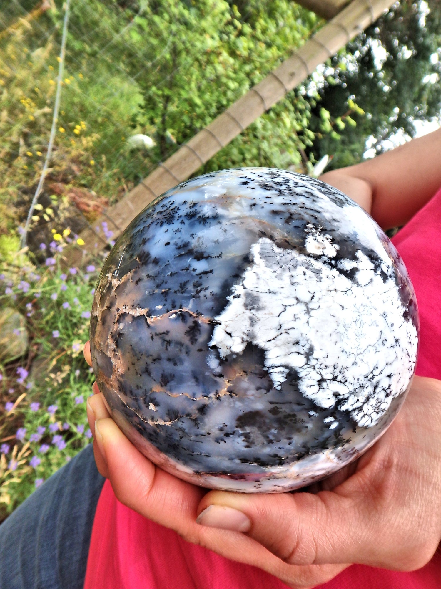Jumbo 4 LB Earth Sphere~Dendritic Agate Display  Carving - Metiz Tier Price
