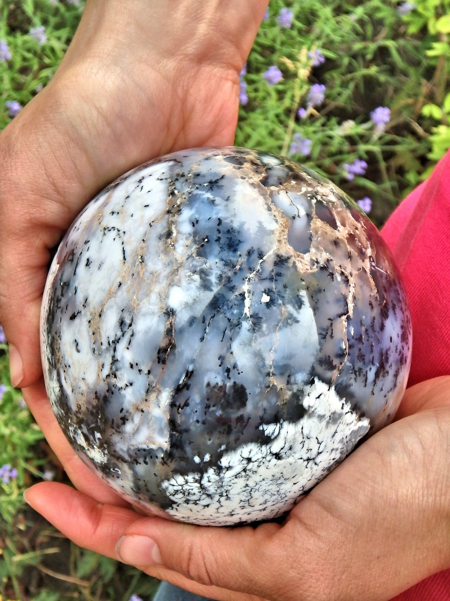 Jumbo 4 LB Earth Sphere~Dendritic Agate Display  Carving - Metiz Tier Price