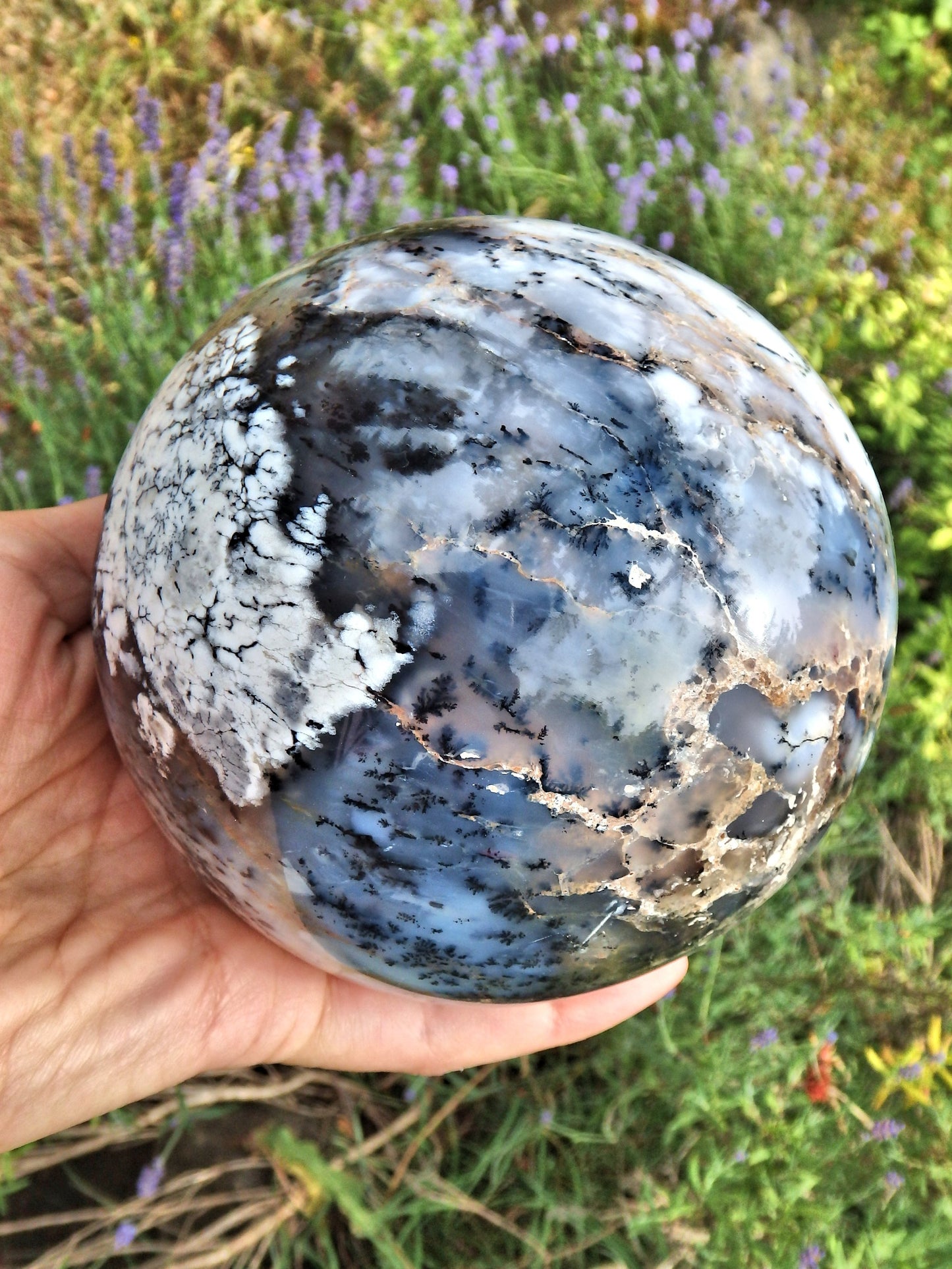 Jumbo 4 LB Earth Sphere~Dendritic Agate Display  Carving - Metiz Tier Price