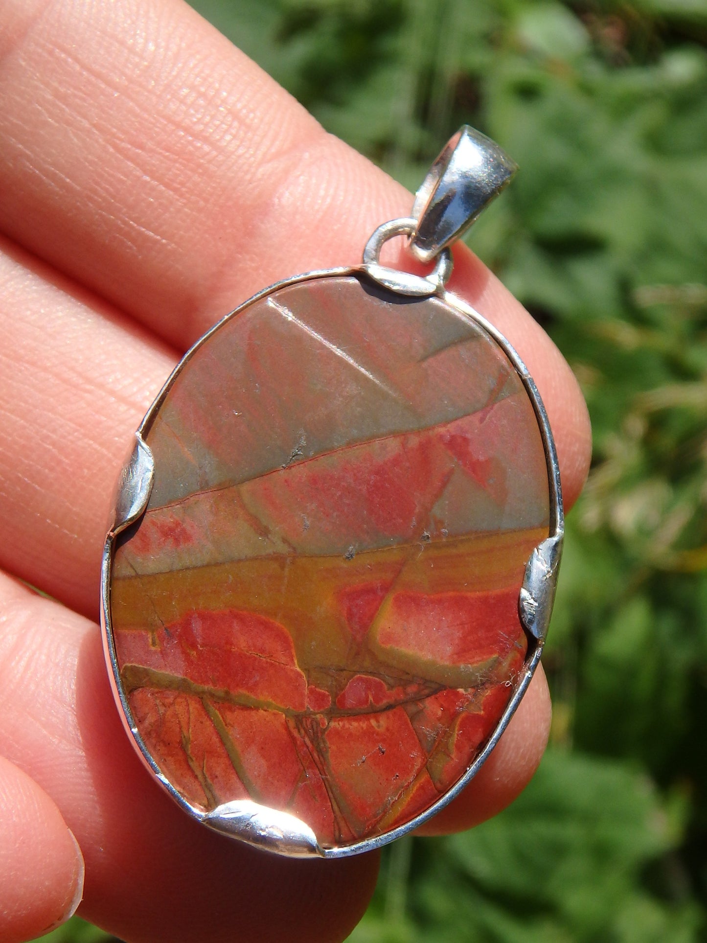 Lovely Cherry Creek Jasper Double Dragonfly Pendant in Sterling Silver (Includes Silver Chain) - Earth Family Crystals