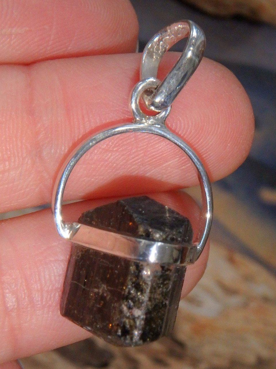 Grounding Natural Brown Dravite Point Pendant in Sterling Silver(Includes Silver Chain) - Earth Family Crystals