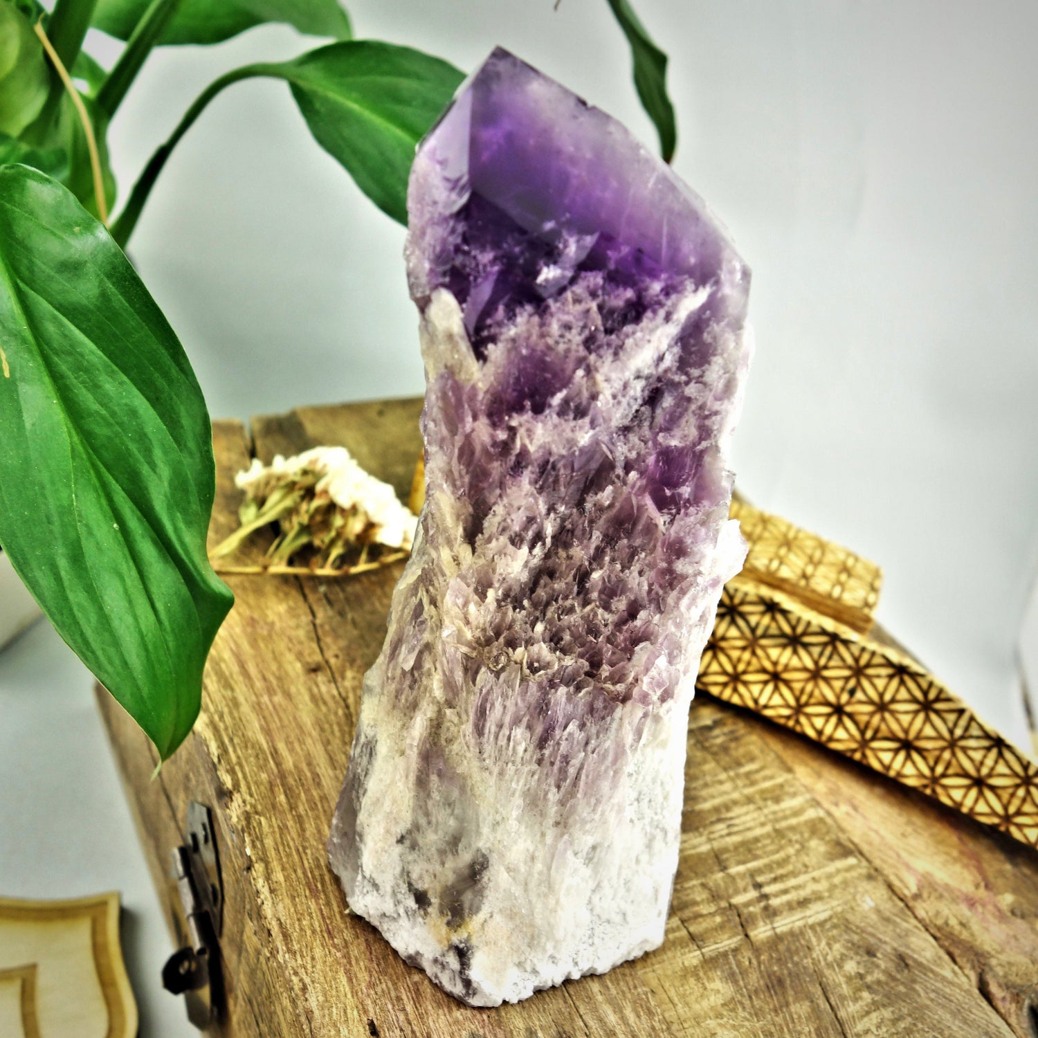  Chunky Elestial Phantom Amethyst Point Self Standing Specimen From Bahia, Brazil