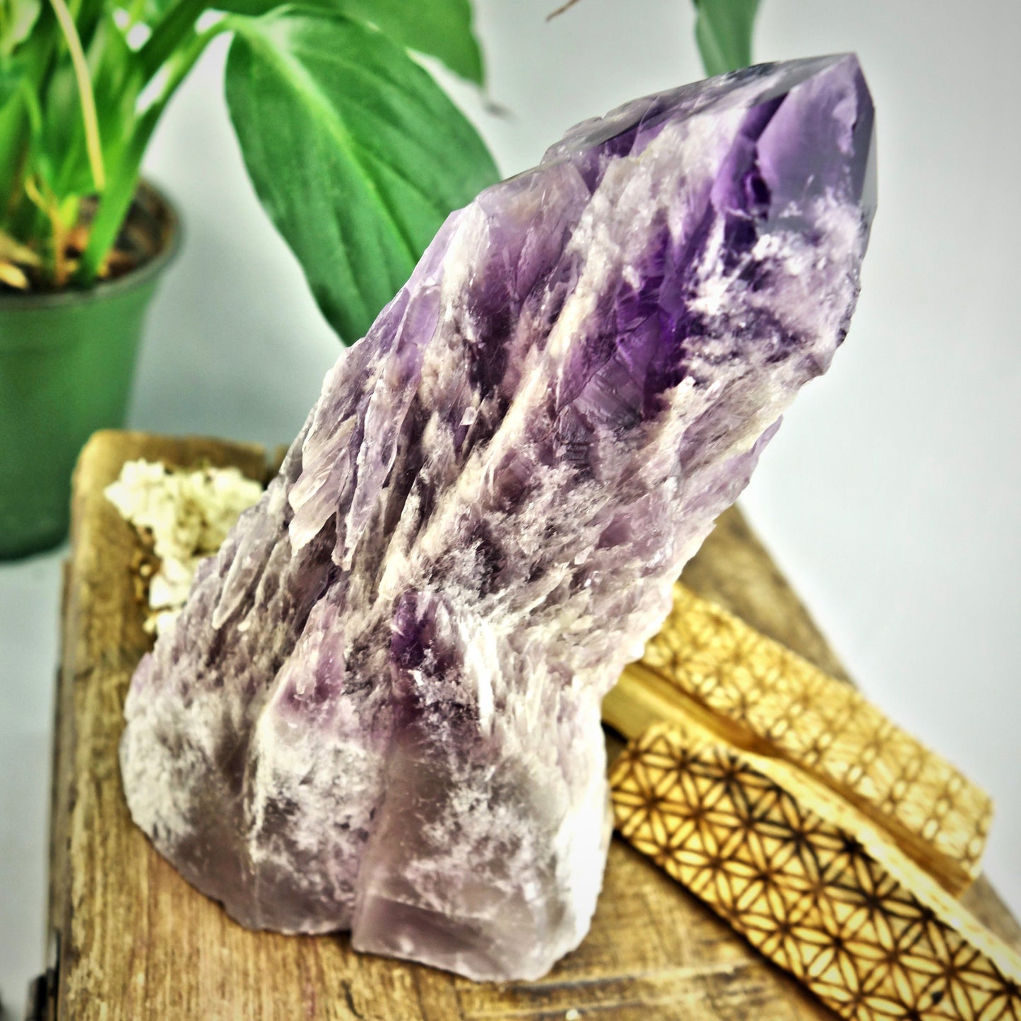 Chunky Elestial Phantom Amethyst Point Self Standing Specimen From Bahia, Brazil