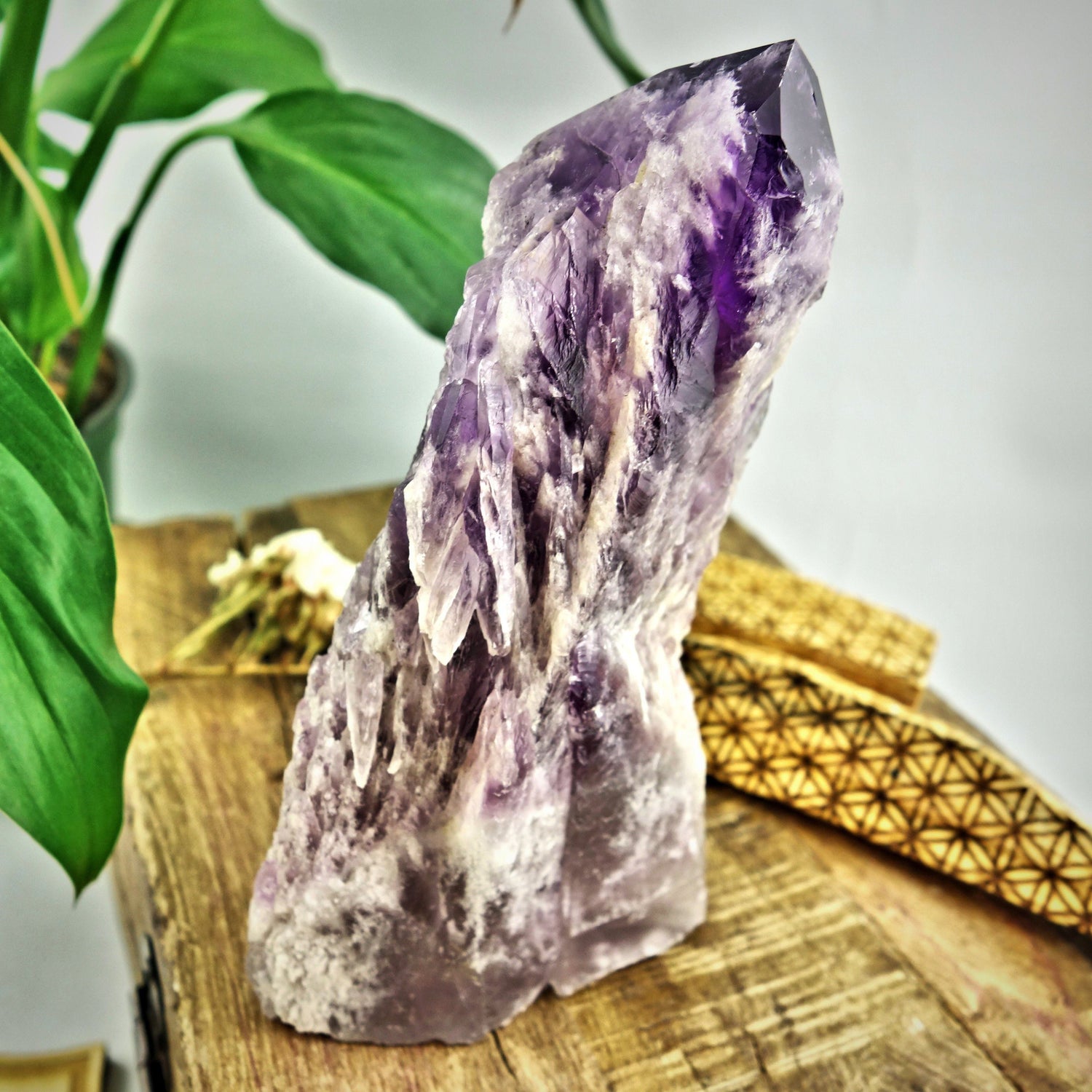  Chunky Elestial Phantom Amethyst Point Self Standing Specimen From Bahia, Brazil