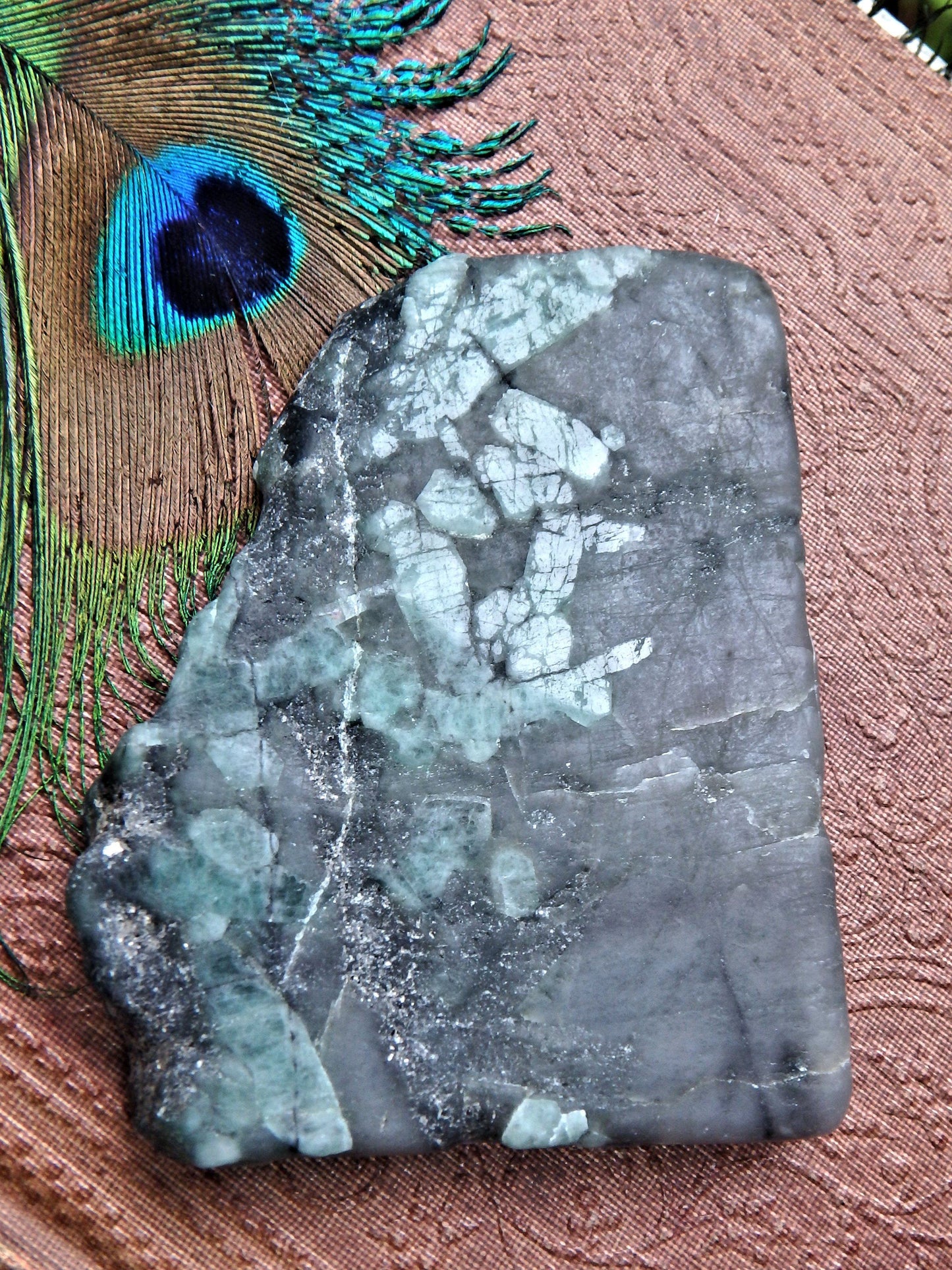  Brazillian Deep Green Emerald in Matrix Flat Specimen Perfect for Body Layouts