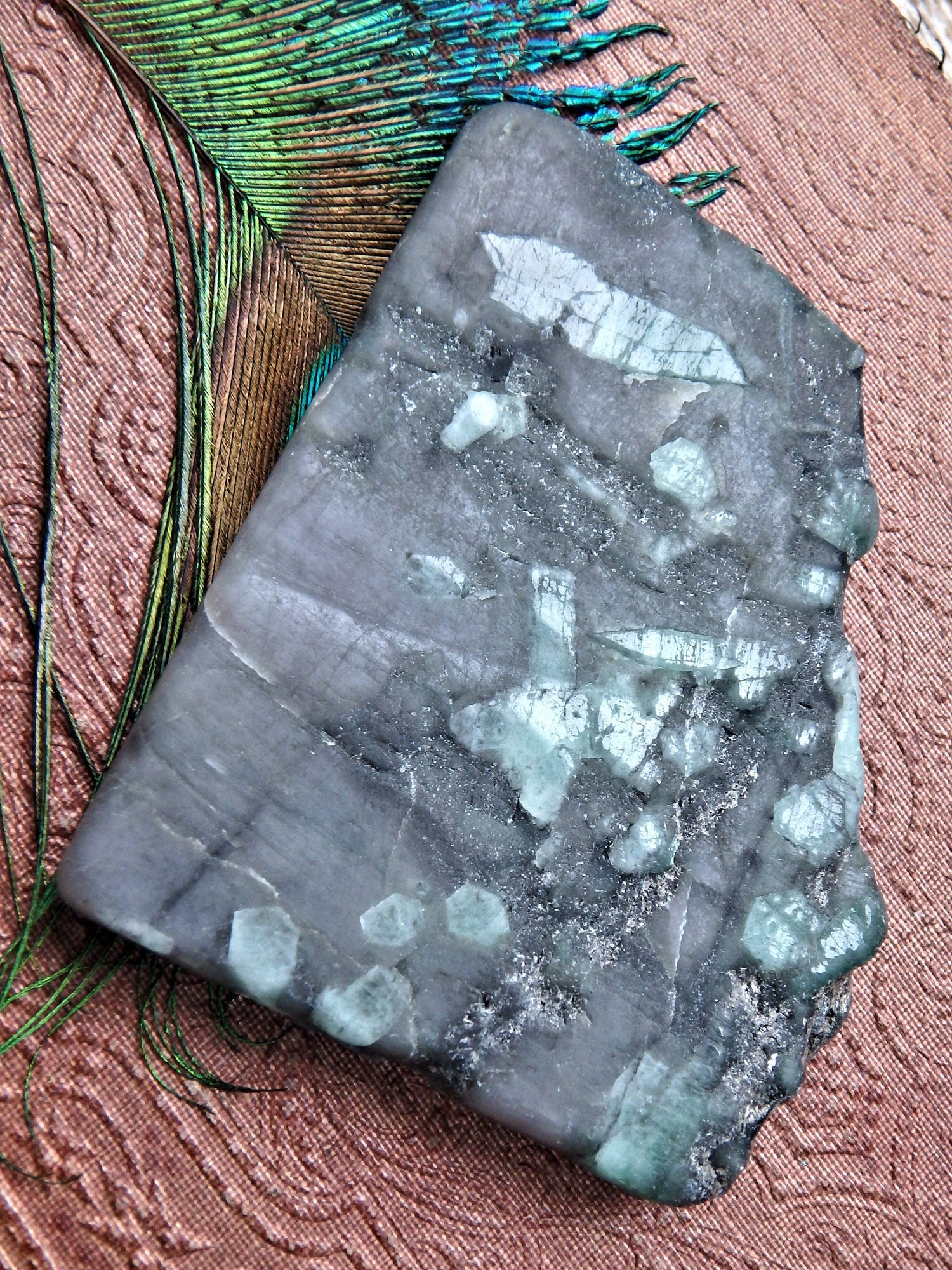  Brazillian Deep Green Emerald in Matrix Flat Specimen Perfect for Body Layouts