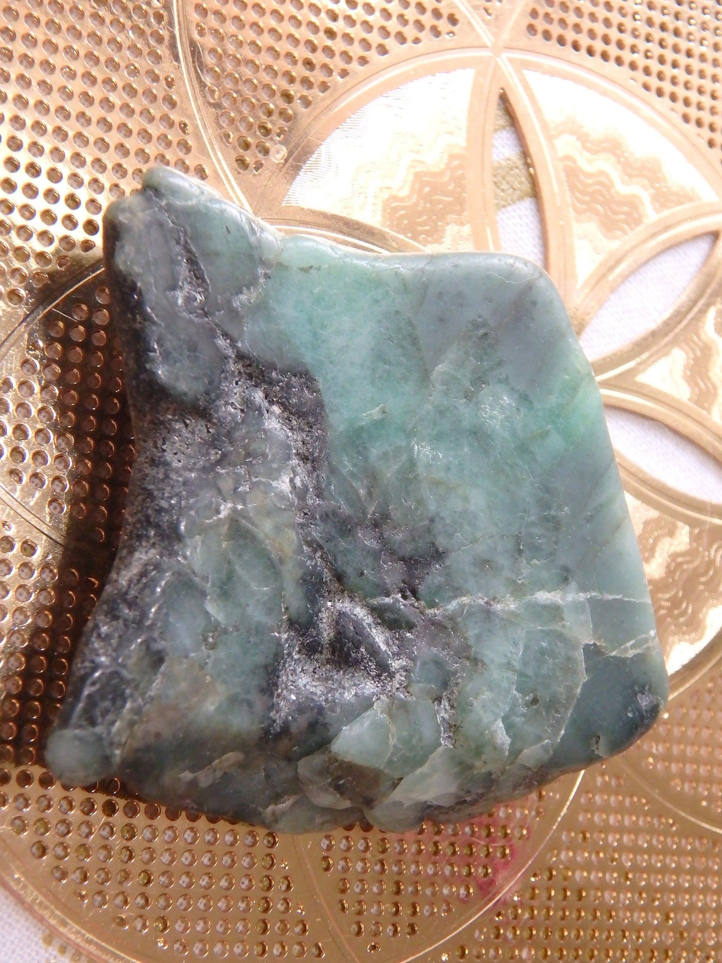  Deep Green Emerald Slice Free Form Specimen From Brazil 1