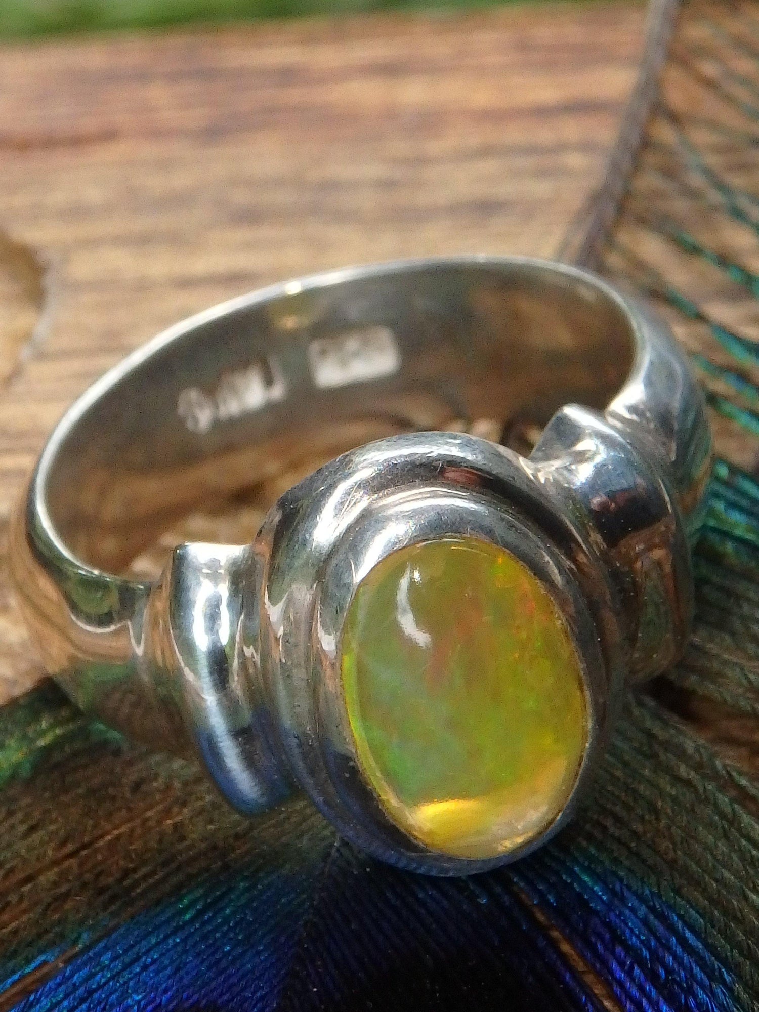  Golden Ethiopian Opal Ring in Sterling Silver (Size 7) Default Title - Earth Family Crystals
