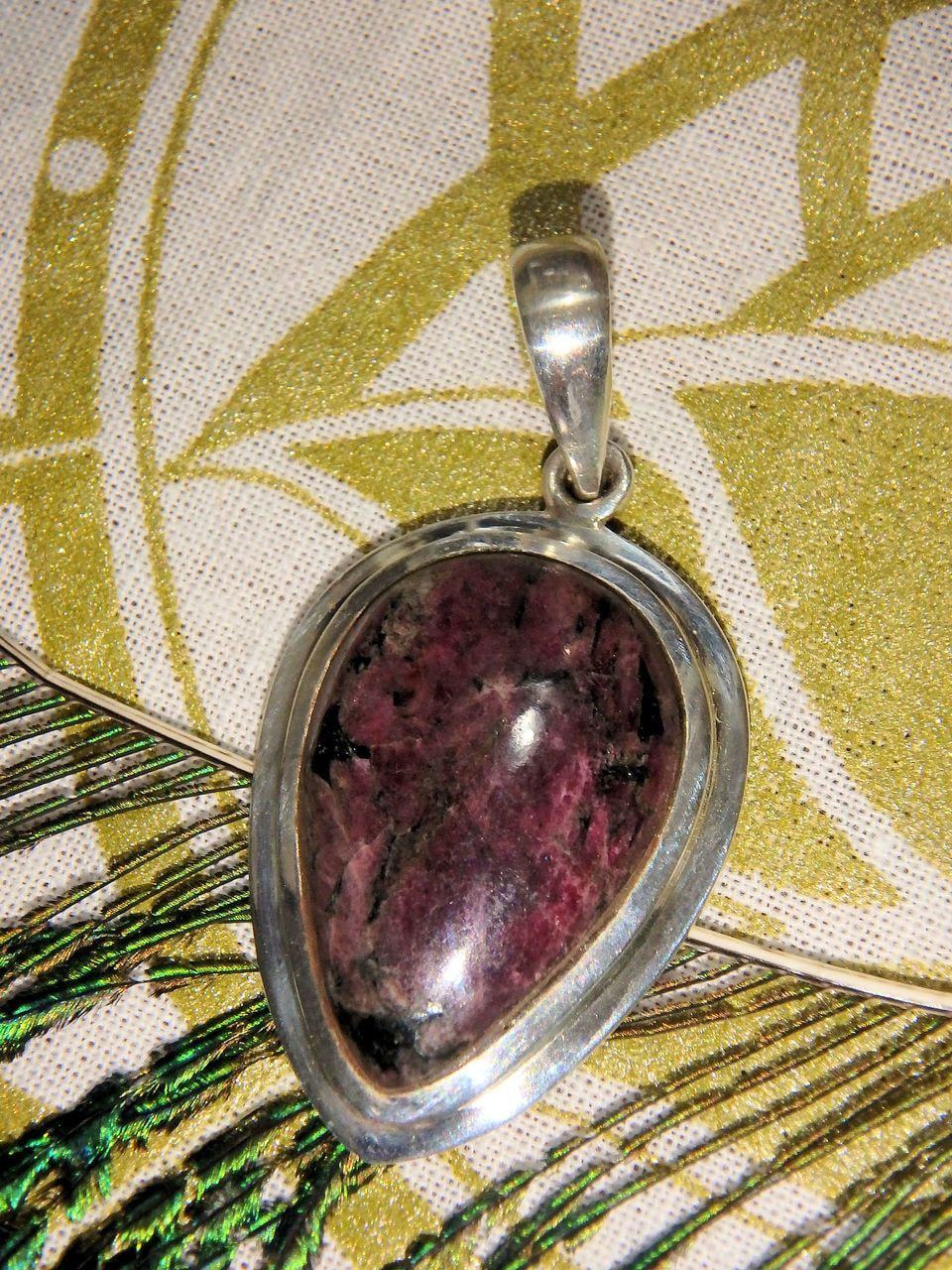 Cranberry Red Eudialyte Pendant in Sterling Silver (Includes Silver Chain)