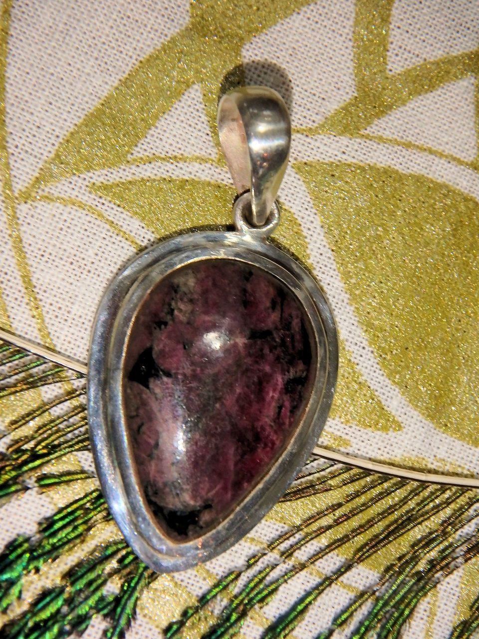  Cranberry Red Eudialyte Pendant in Sterling Silver (Includes Silver Chain)