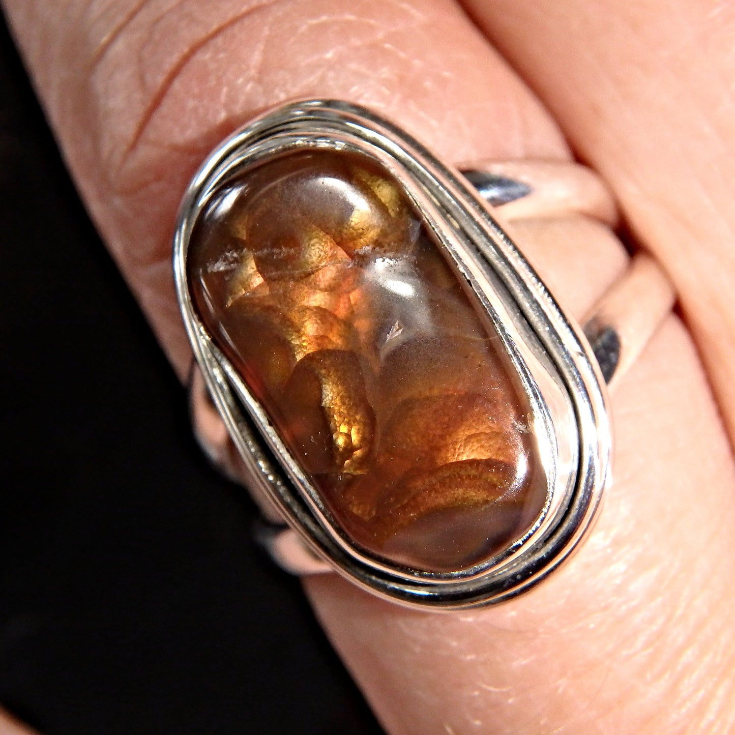 Mexican Fire Agate  Gemstone Ring in Sterling Silver (Size 7) - Earth Family Crystals