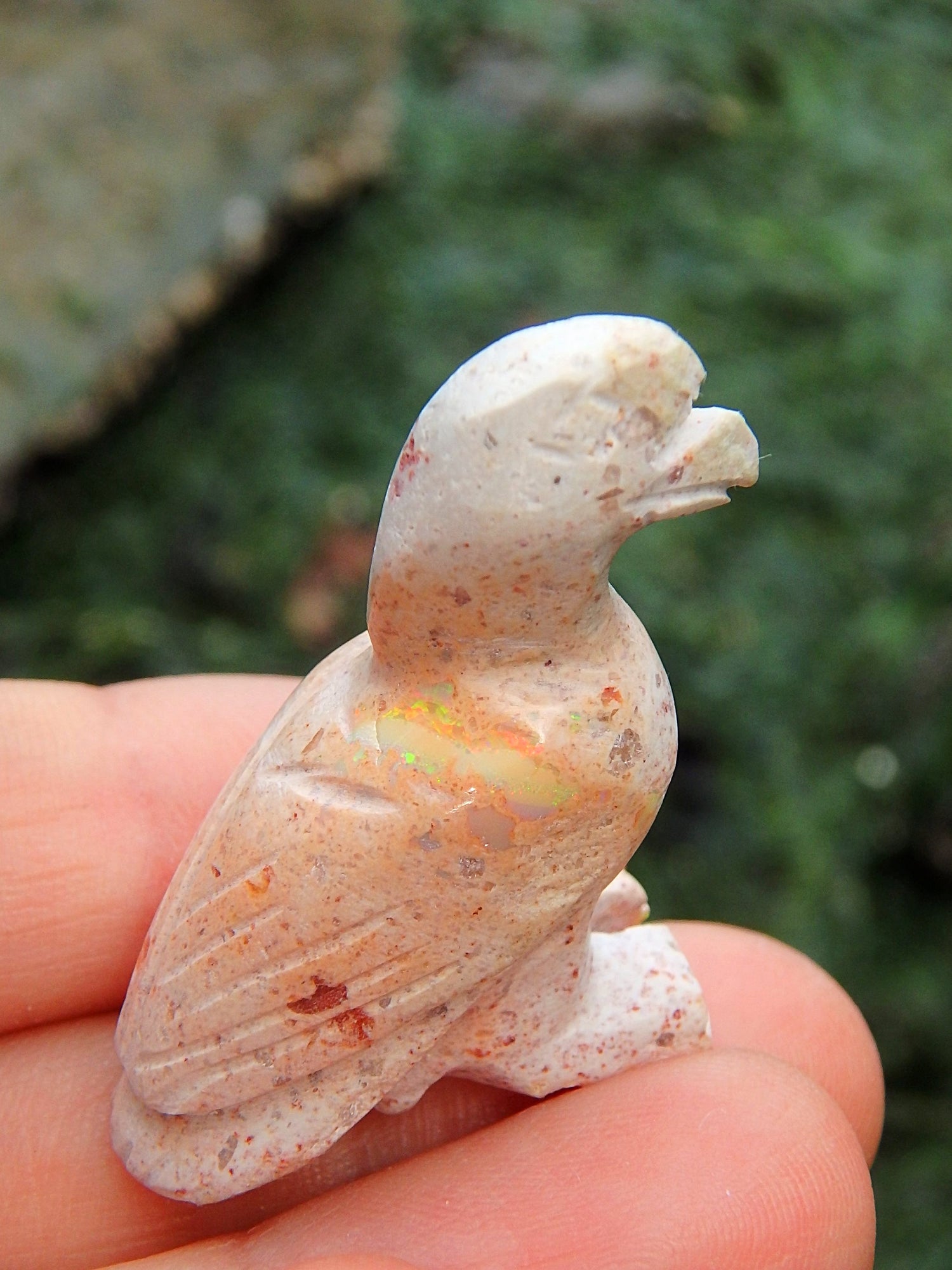  Elegant Eagle Mexican Fire Opal Carving